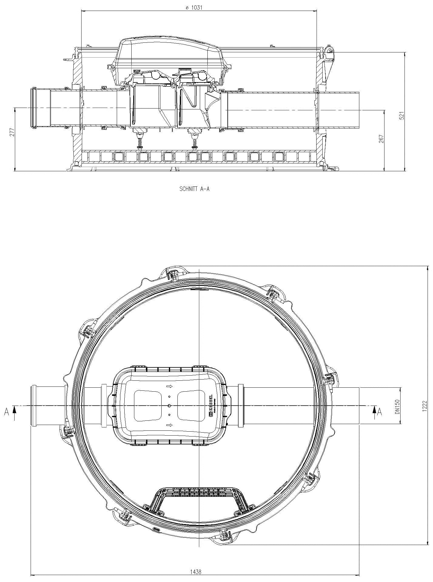 KESSEL Entwässerungstechnik - KESSEL-Rückstau-Technikmodul Controlfix DN 150, geschl. Durchgangsgerinne