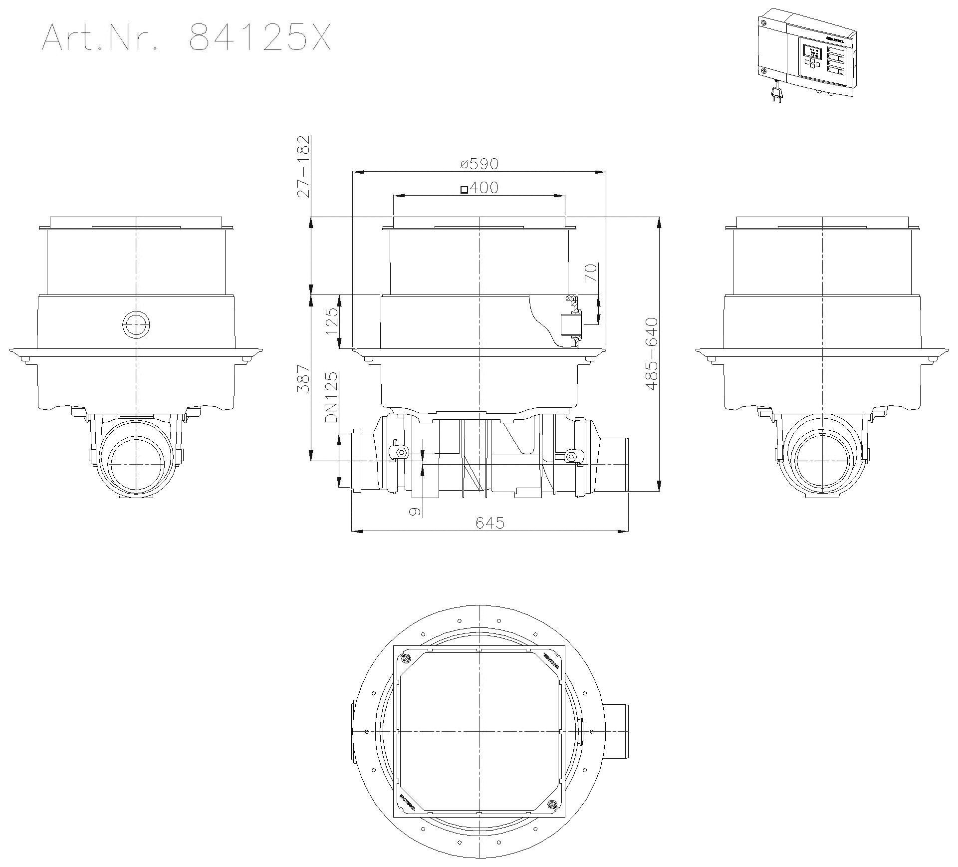 KESSEL-Fäkalien Rückstauautomat Staufix FKA Komfort DN 125, Bodenpl., befliesbar