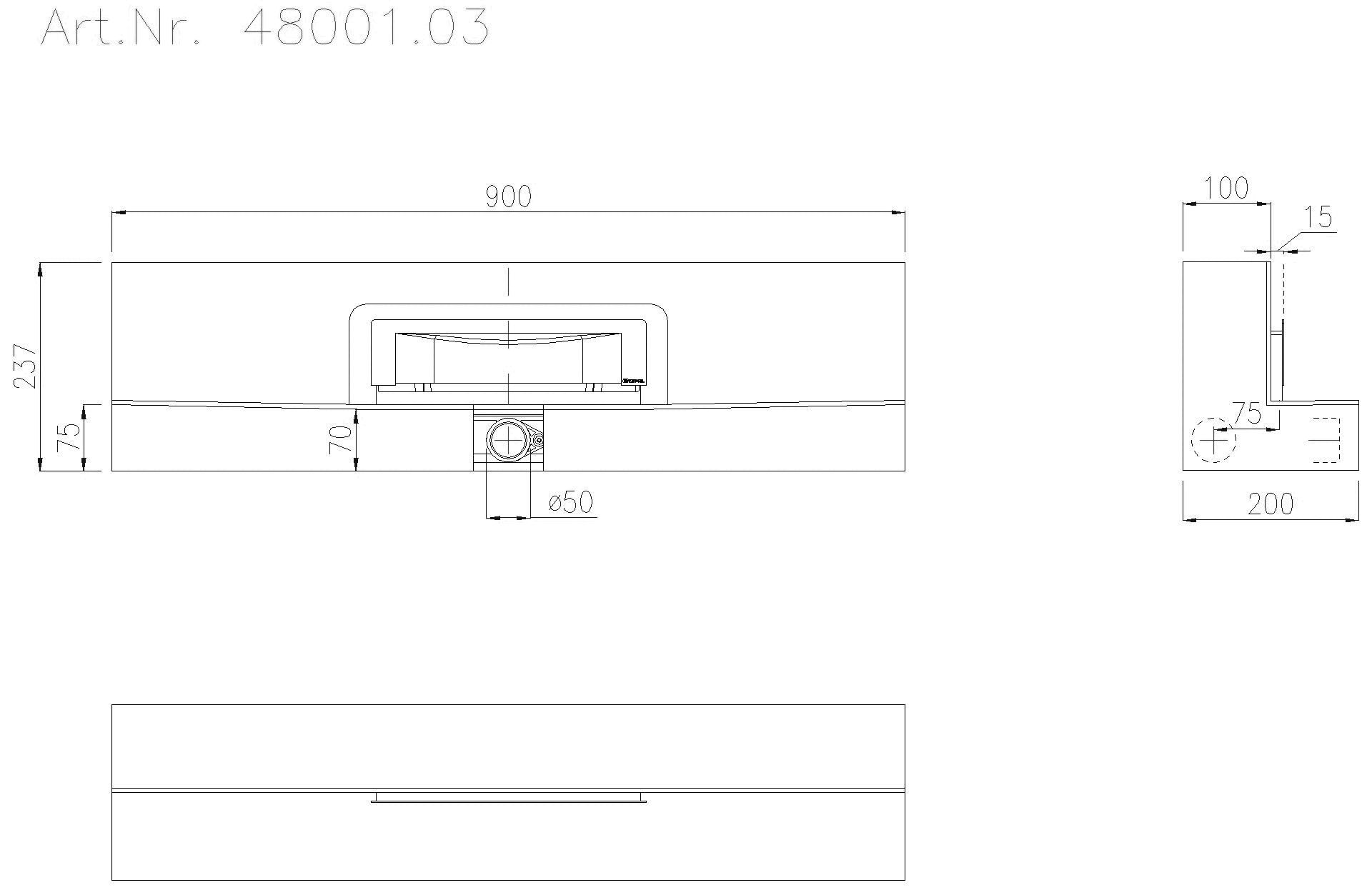 KESSEL-Einbauboard Wandablauf Scada 900mm, Abdeckung Wave