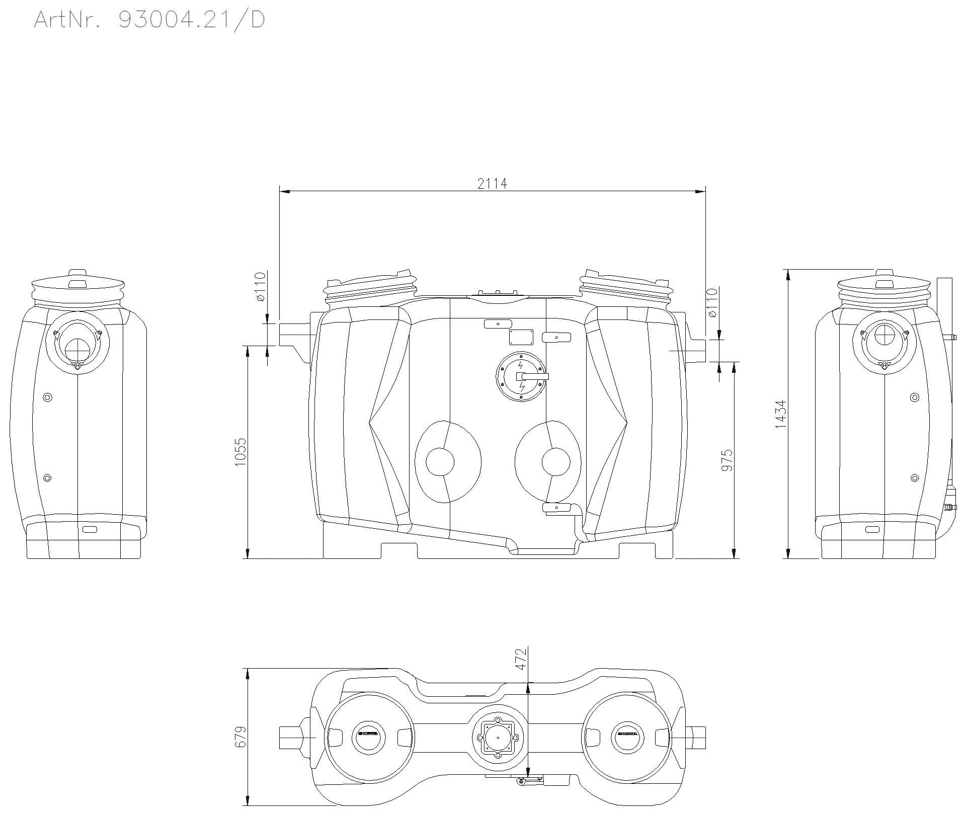 KESSEL Entwässerungstechnik - KESSEL-Fettabscheider EasyClean free NS 4, Direct, Schauglas, SonicControl