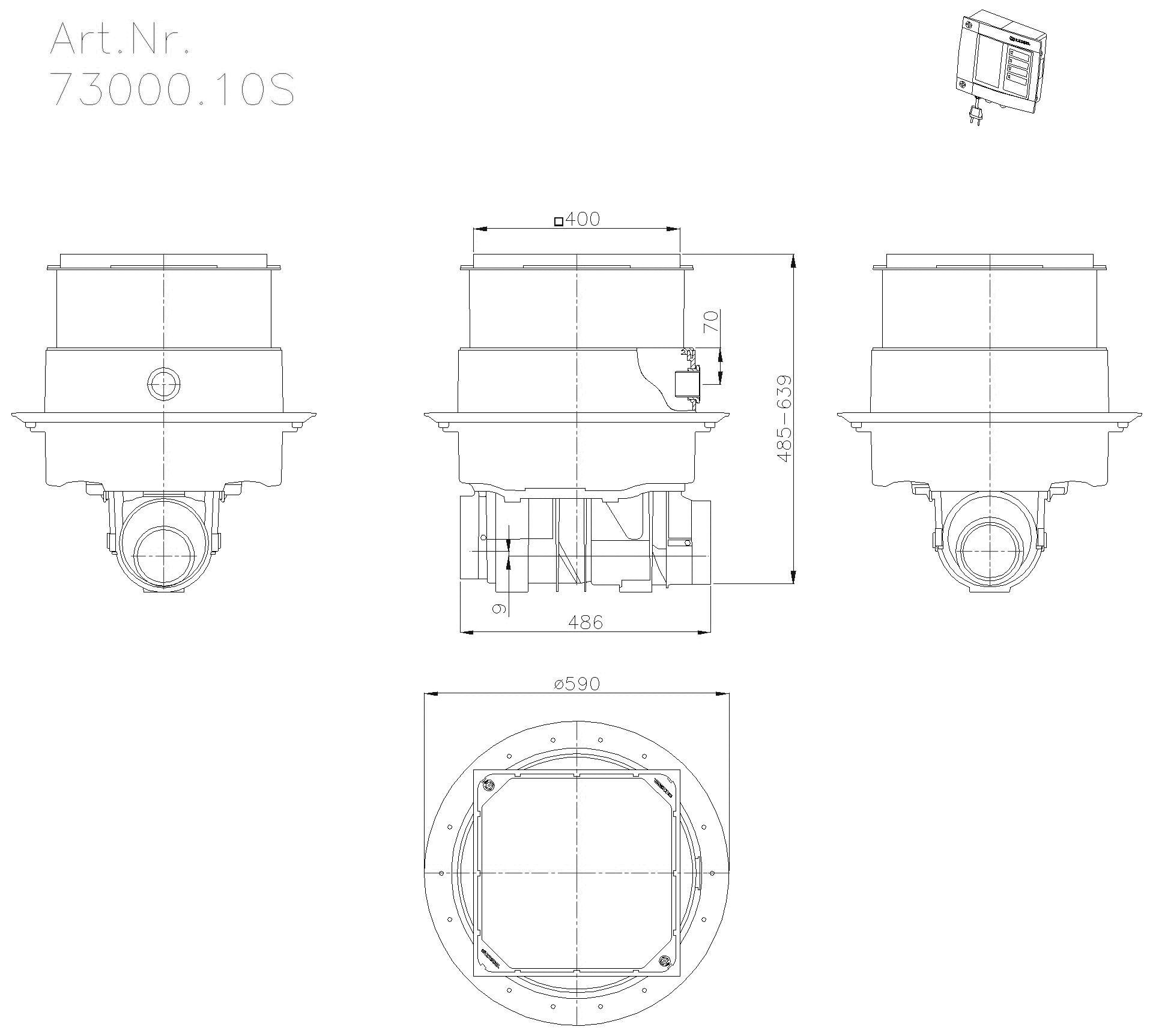 KESSEL-Rückstaudoppelvers. Staufix SWA o. Spitzende/Muffe, Bodenplatte, schwarz