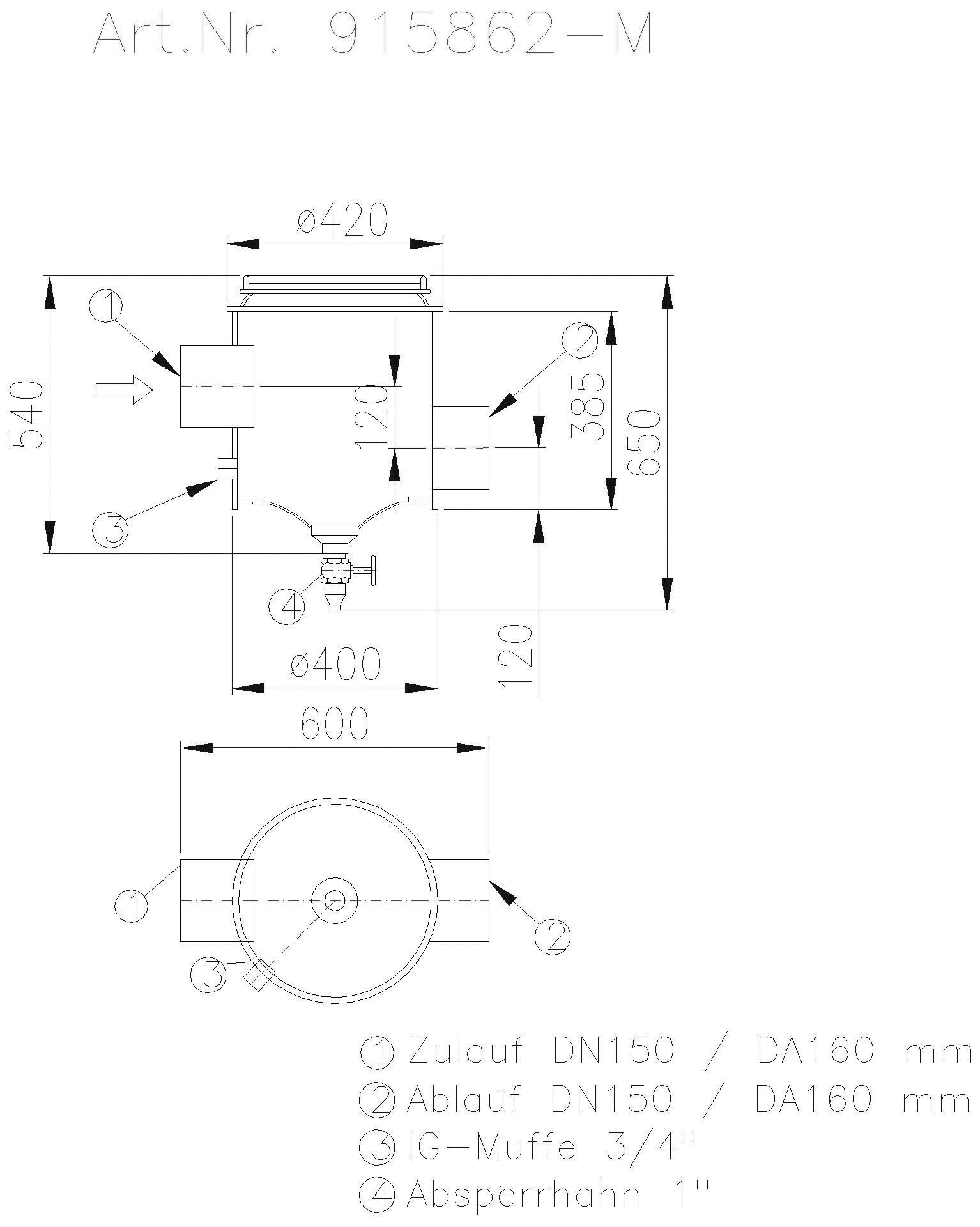 KESSEL-Probenahmeeinrichtung DN150, Typ München