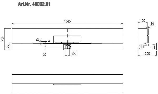 KESSEL-Einbauboard Wandablauf Scada 1200mm, Abdeckung Unsichtbar