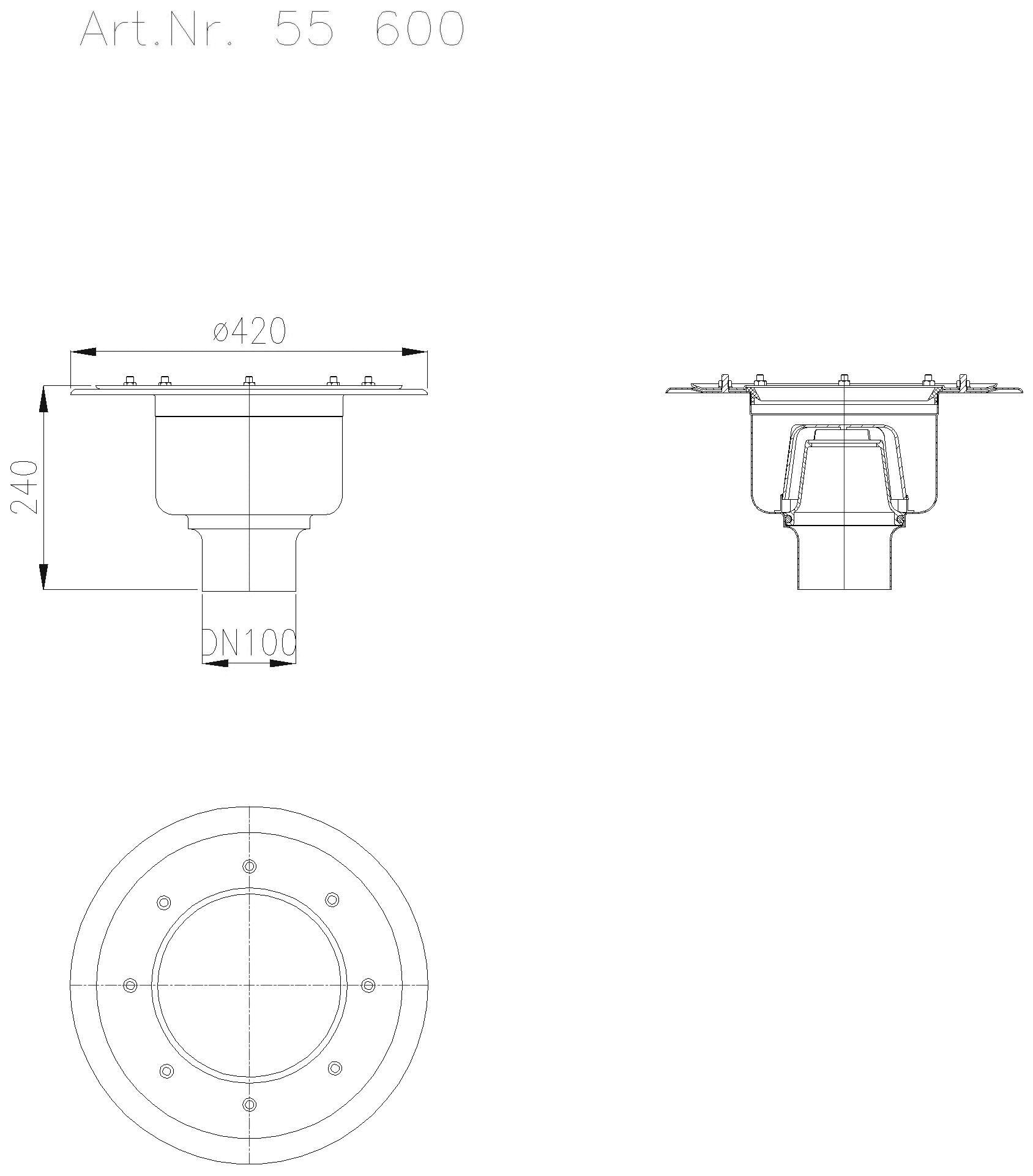 KESSEL Entwässerungstechnik - KESSEL-Grundkörper Ferrofix Pressfl. DN100, senkr.