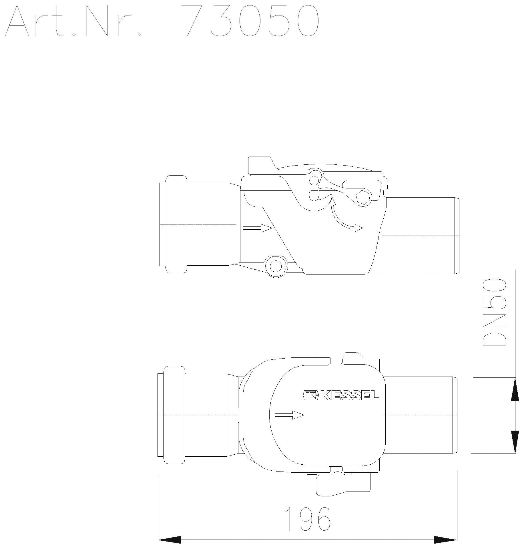KESSEL-Rückstauverschluss Staufix DN50, aus Kunststoff