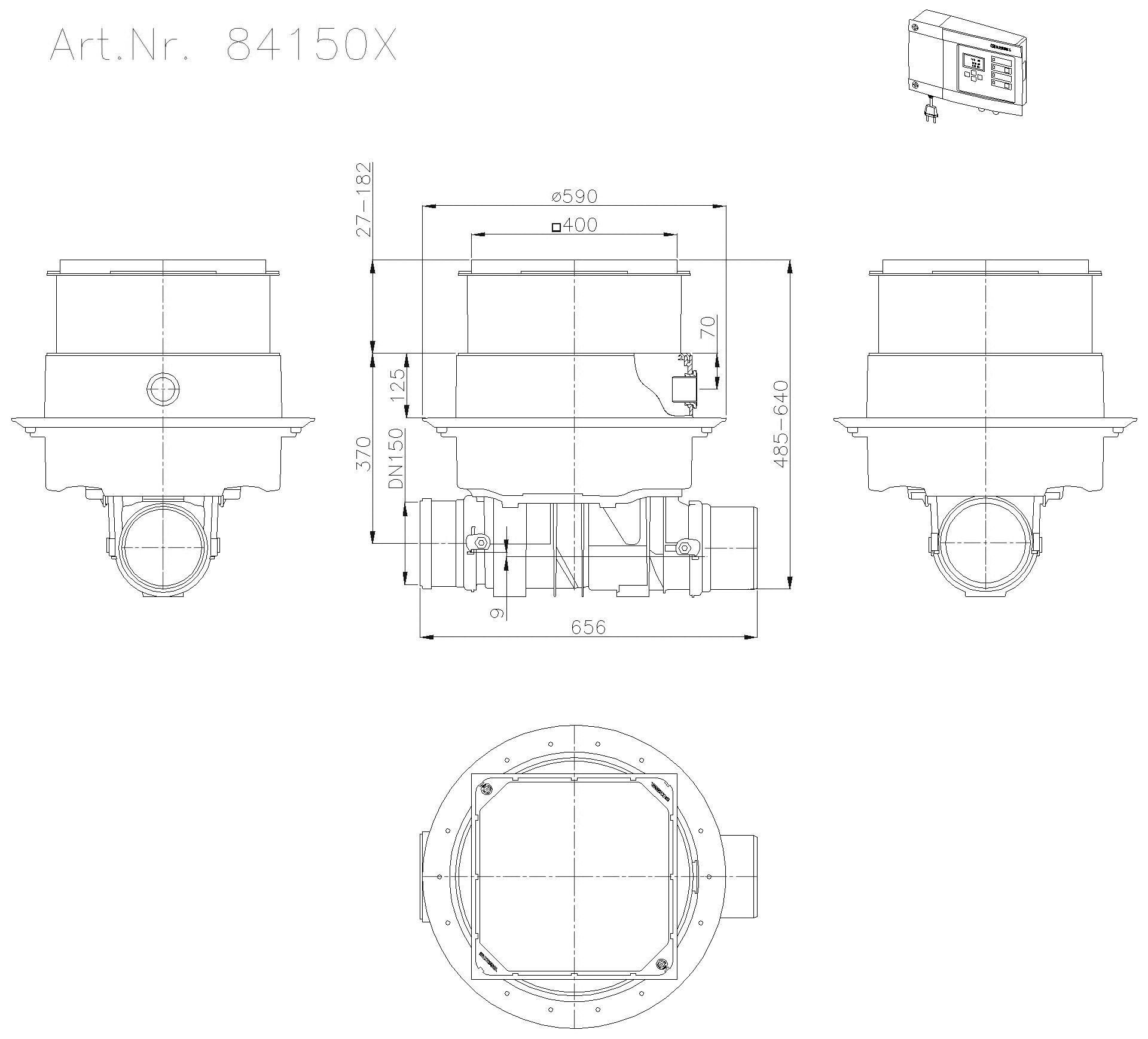KESSEL-Fäkalien Rückstauautomat Staufix FKA Komfort DN 150, Bodenpl., befliesbar