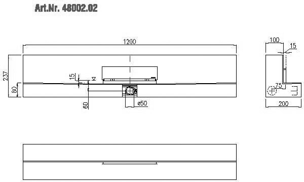 KESSEL-Einbauboard Wandablauf Scada 1200mm, mAbd Edelstahl, Fliese bis 10 mm