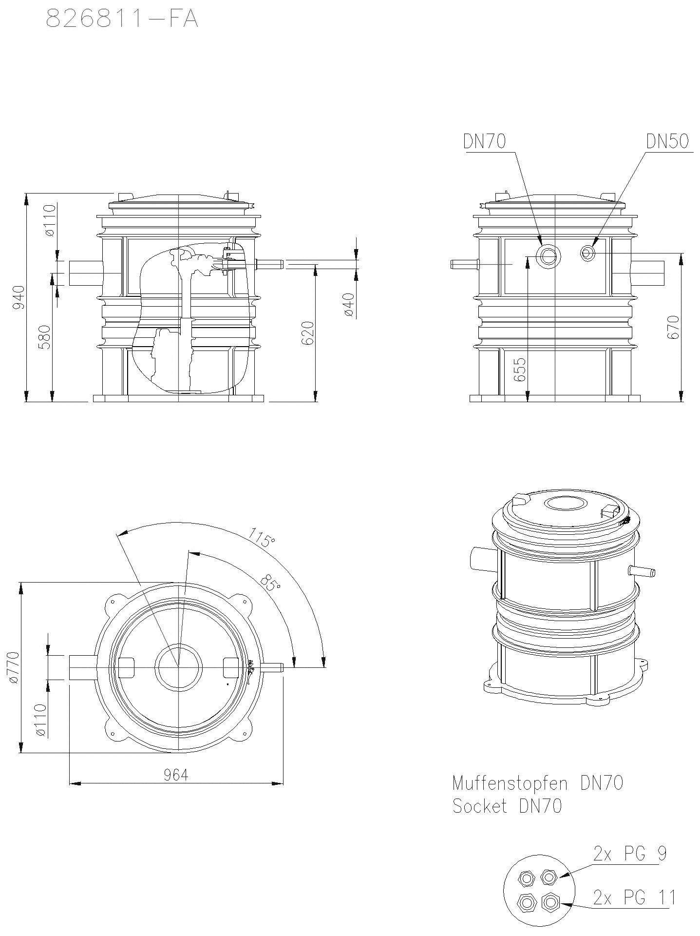 KESSEL-Pumpstation Aqualift S LW 600 2 GTF1200, fr. Aufst., SDS Schaltgerät