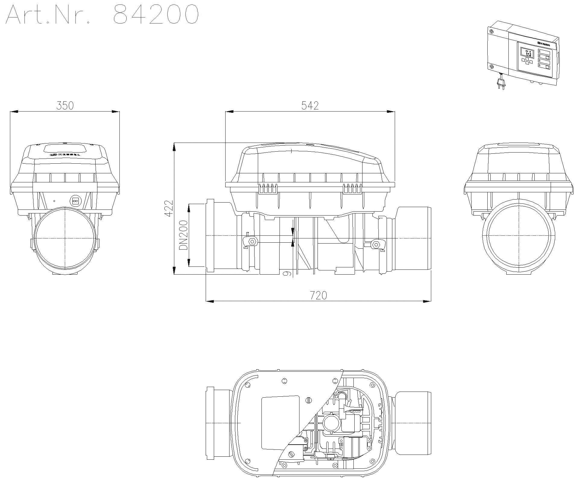 KESSEL-Fäkalien Rückstauautomat Staufix FKA Komfort DN 200, freiliegende Leitung