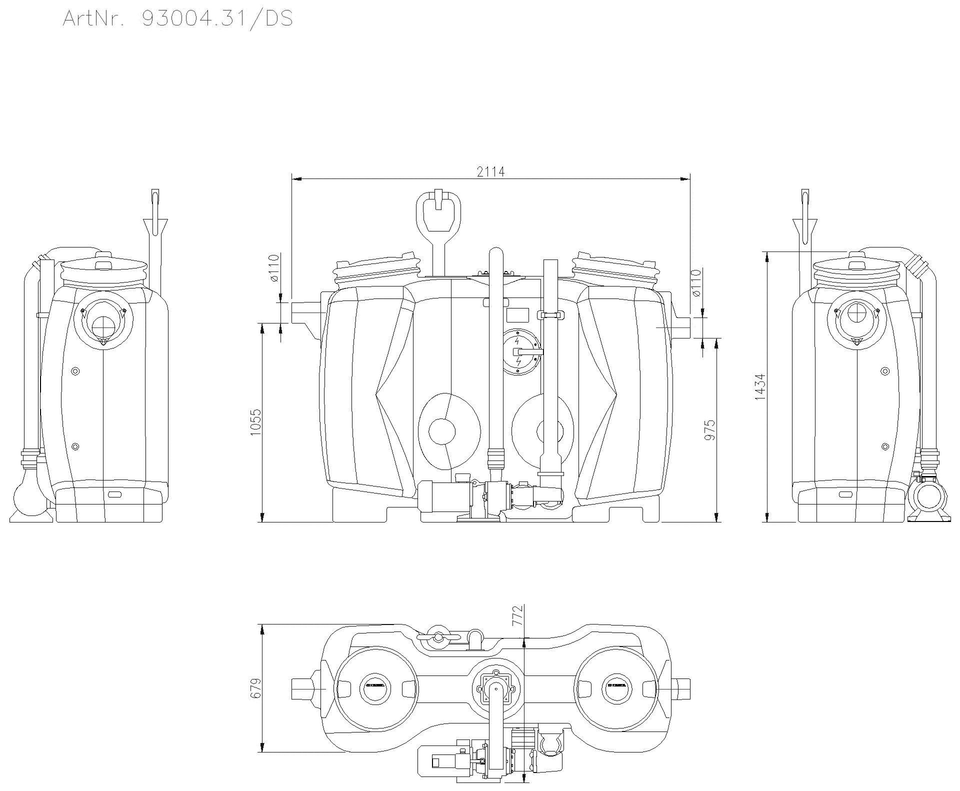 KESSEL Entwässerungstechnik - KESSEL-Fettabscheider EasyClean free NS 4, Mix, Schauglas, SonicControl
