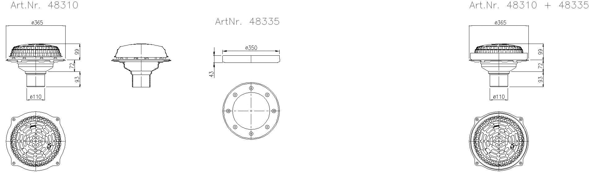 KESSEL-Flachdachablauf Pressfl., DN 100, ohne Heizung