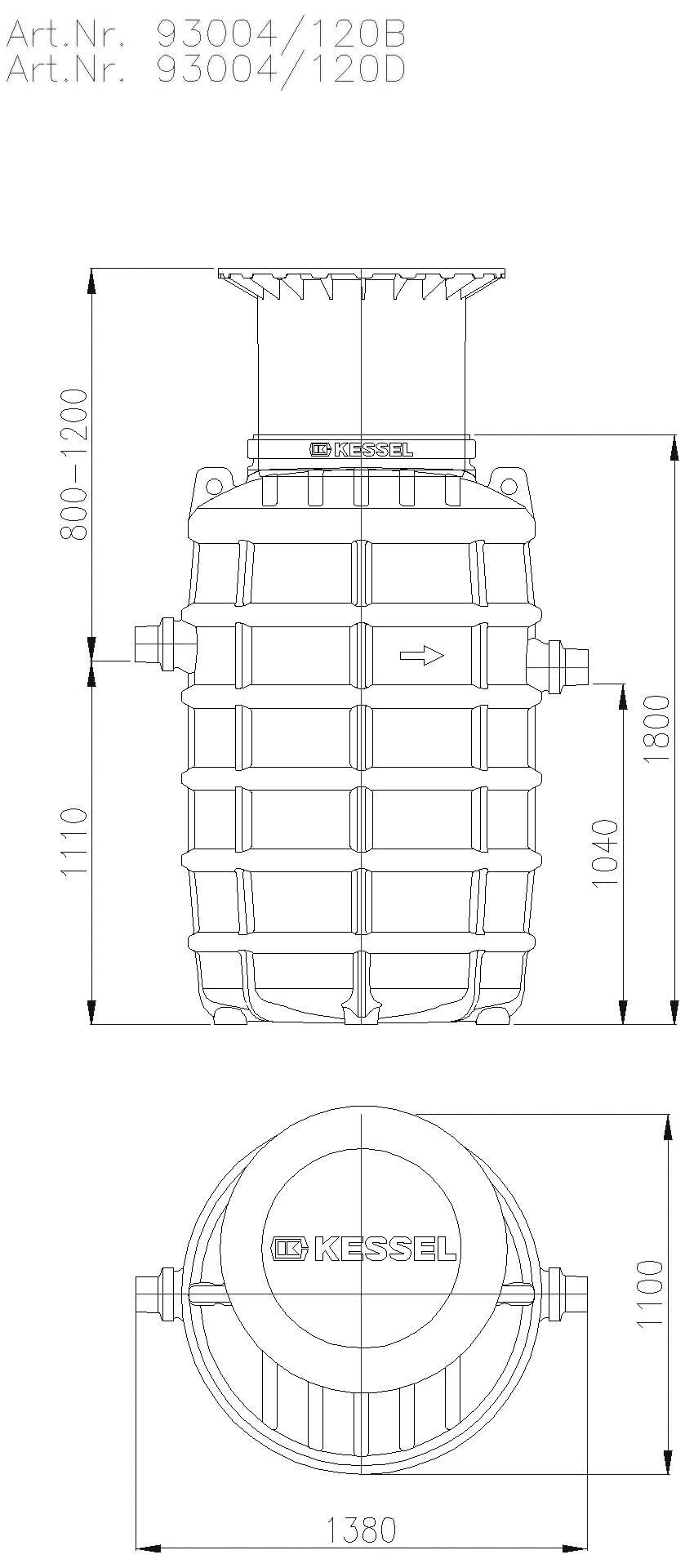 KESSEL-Fettabscheider EasyClean ground NS 4, Standard, 800-1200 mm, Klasse A/B