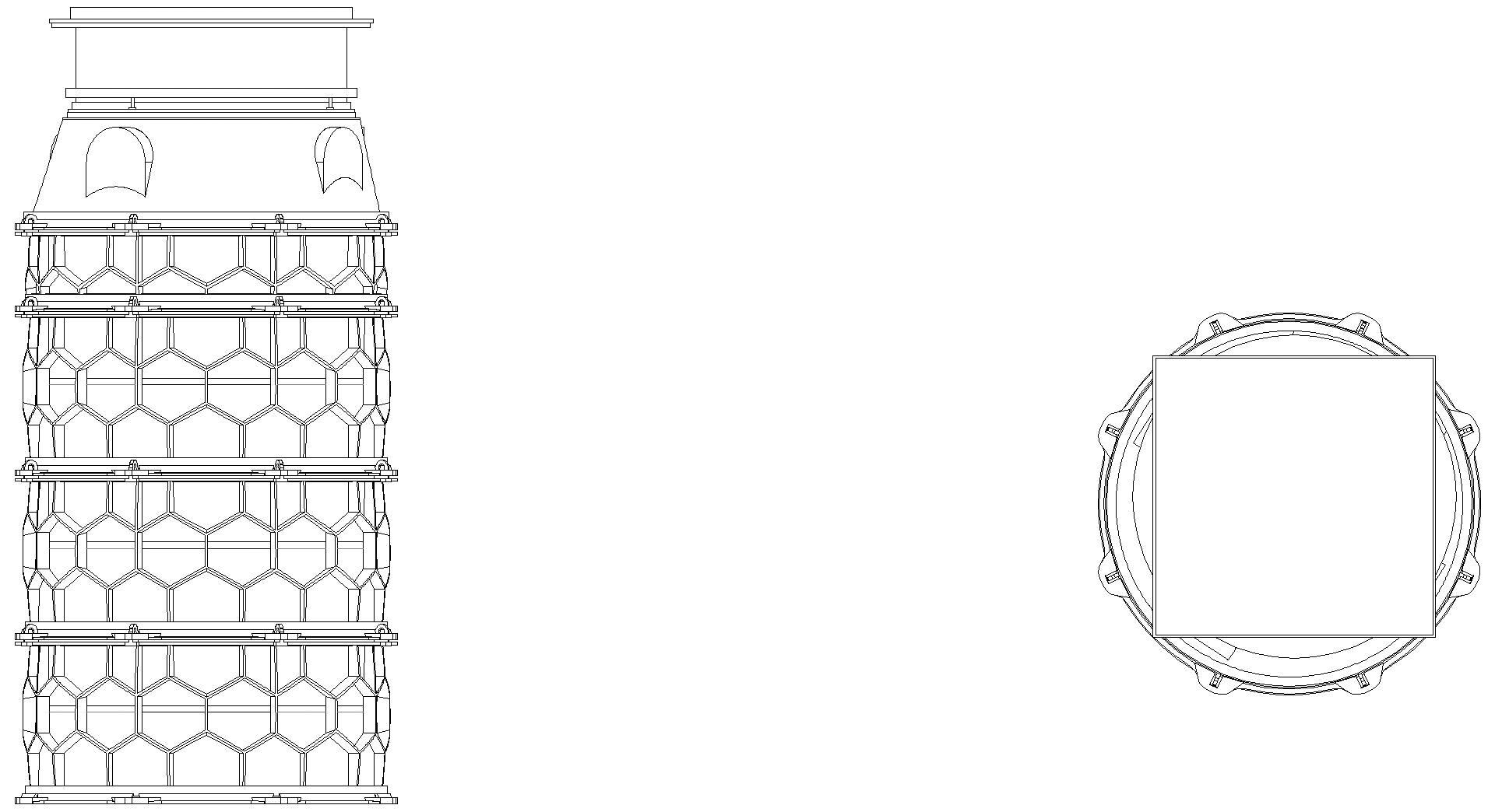 KESSEL-Schachtmodul, H:08,Zugang 800, Kl. K3, befliesbar, ET 2161-2410mm