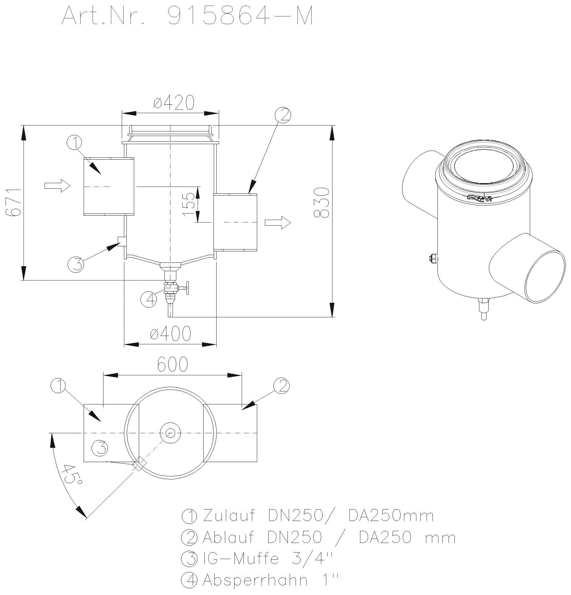 KESSEL-Probenahmeeinrichtung Typ München, DN250, d=400