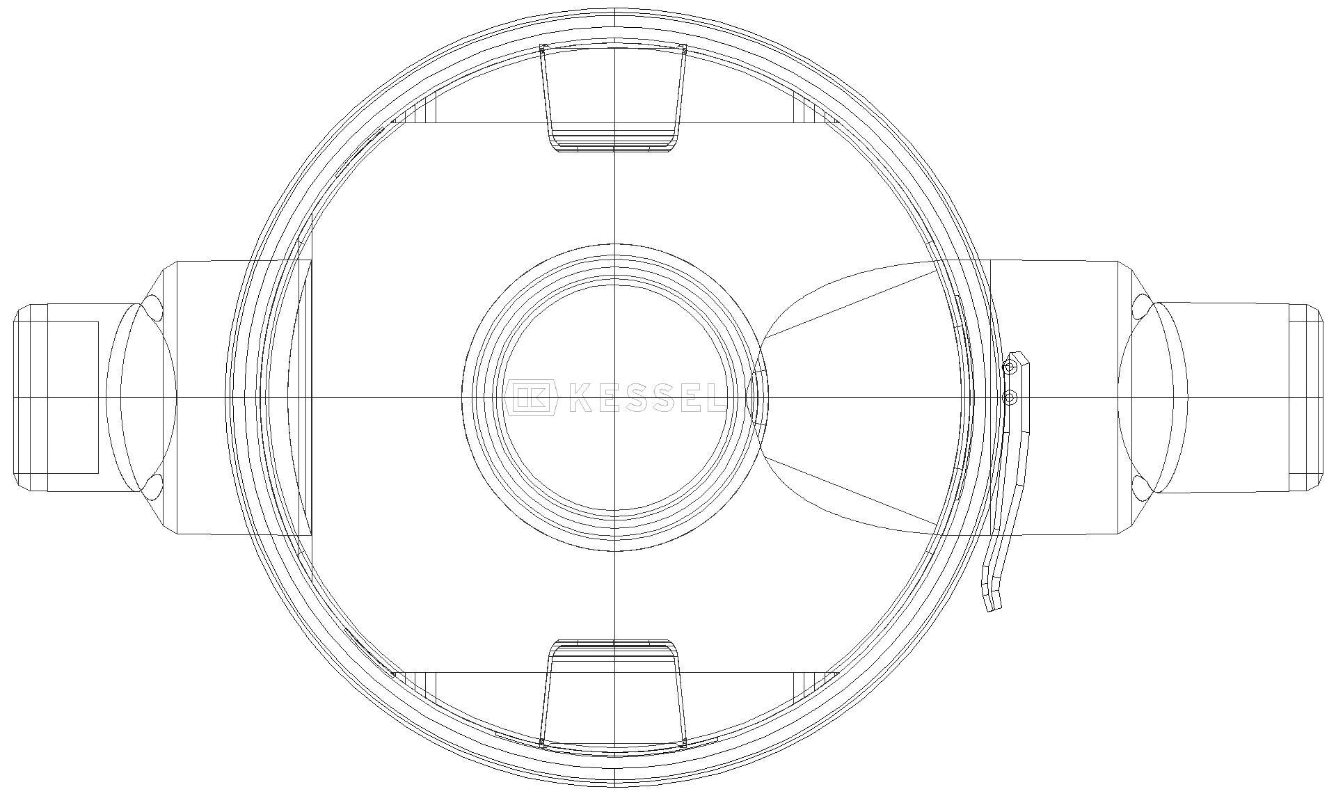 KESSEL-Probenahmeeinrichtung DN100/150, waagr, aus Polyethylen (3D)