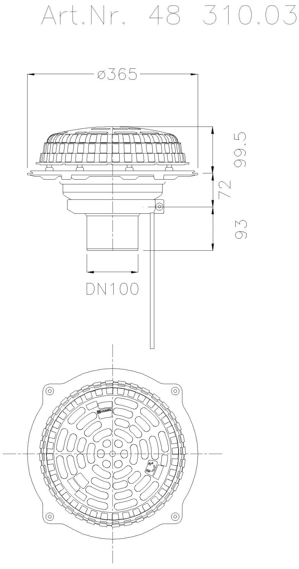 KESSEL-Flachdachablauf Pressfl., DN 100, mit Heizung