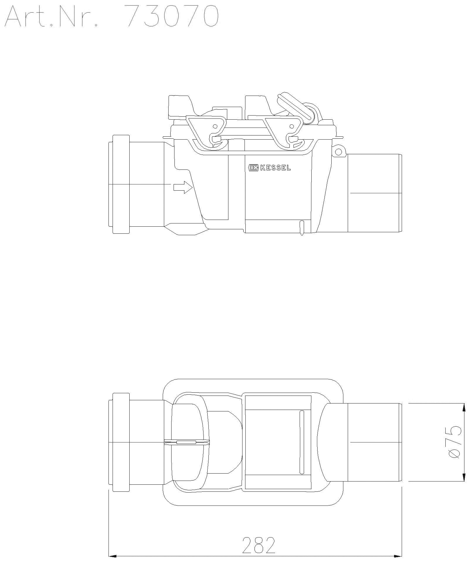 KESSEL-Rückstauverschluss Staufix DN70, aus Kunststoff