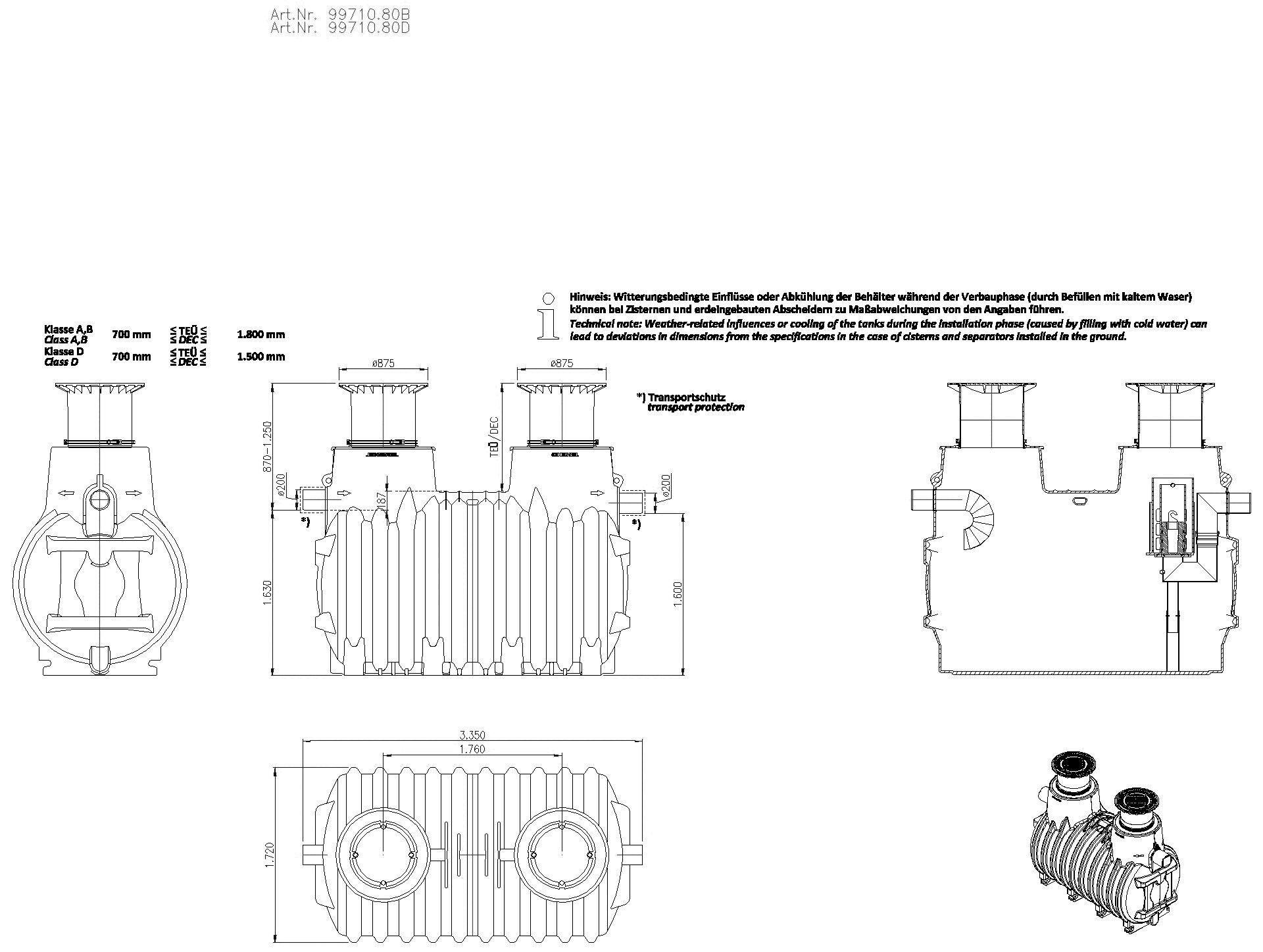 KESSEL-Koaleszenzabscheider EasyOil ground, NS 10, Sys. A, 5800 l, Bel.Kl. D