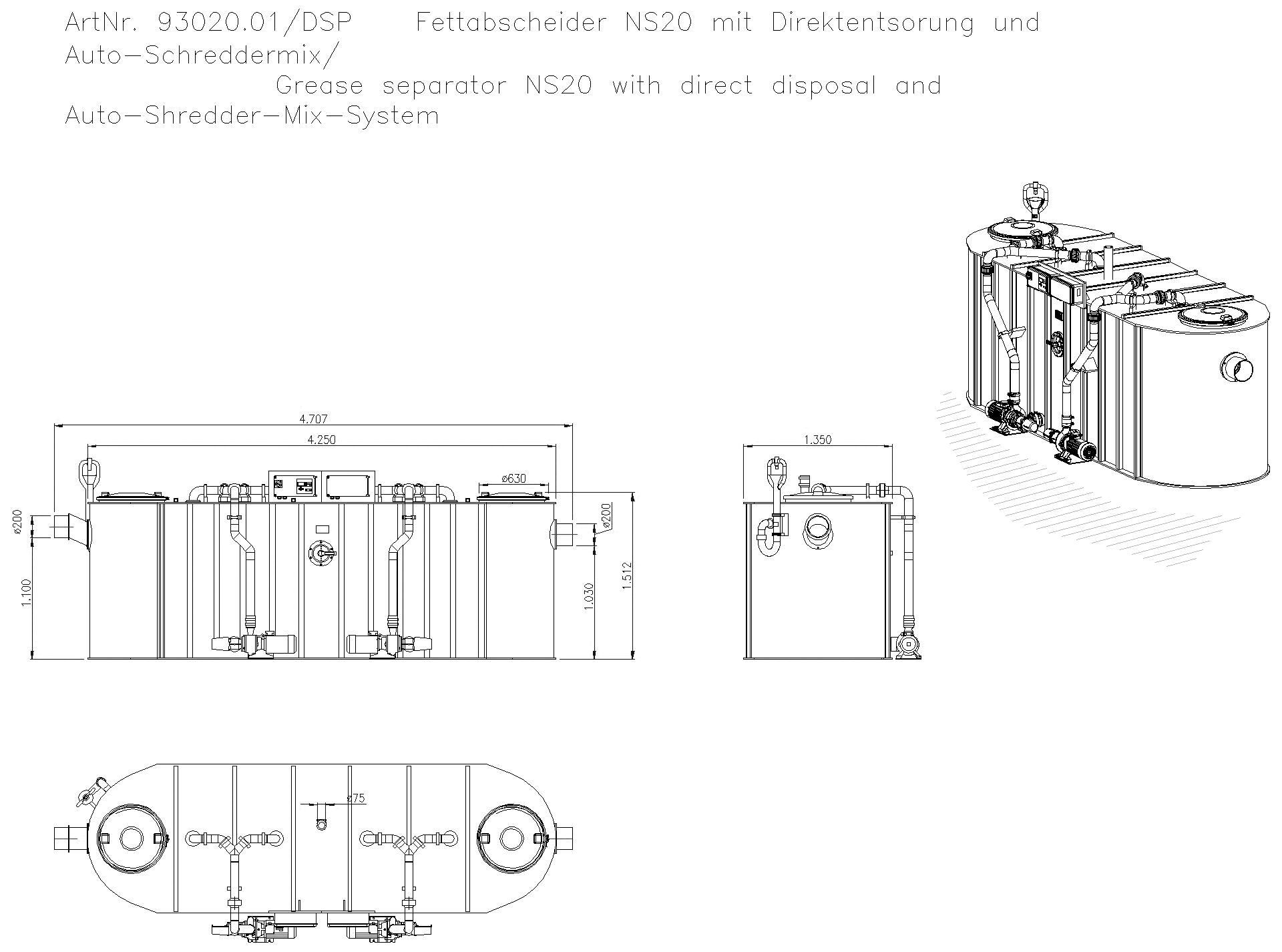 KESSEL-Fettabscheider EasyClean free NS 20, Auto Mix