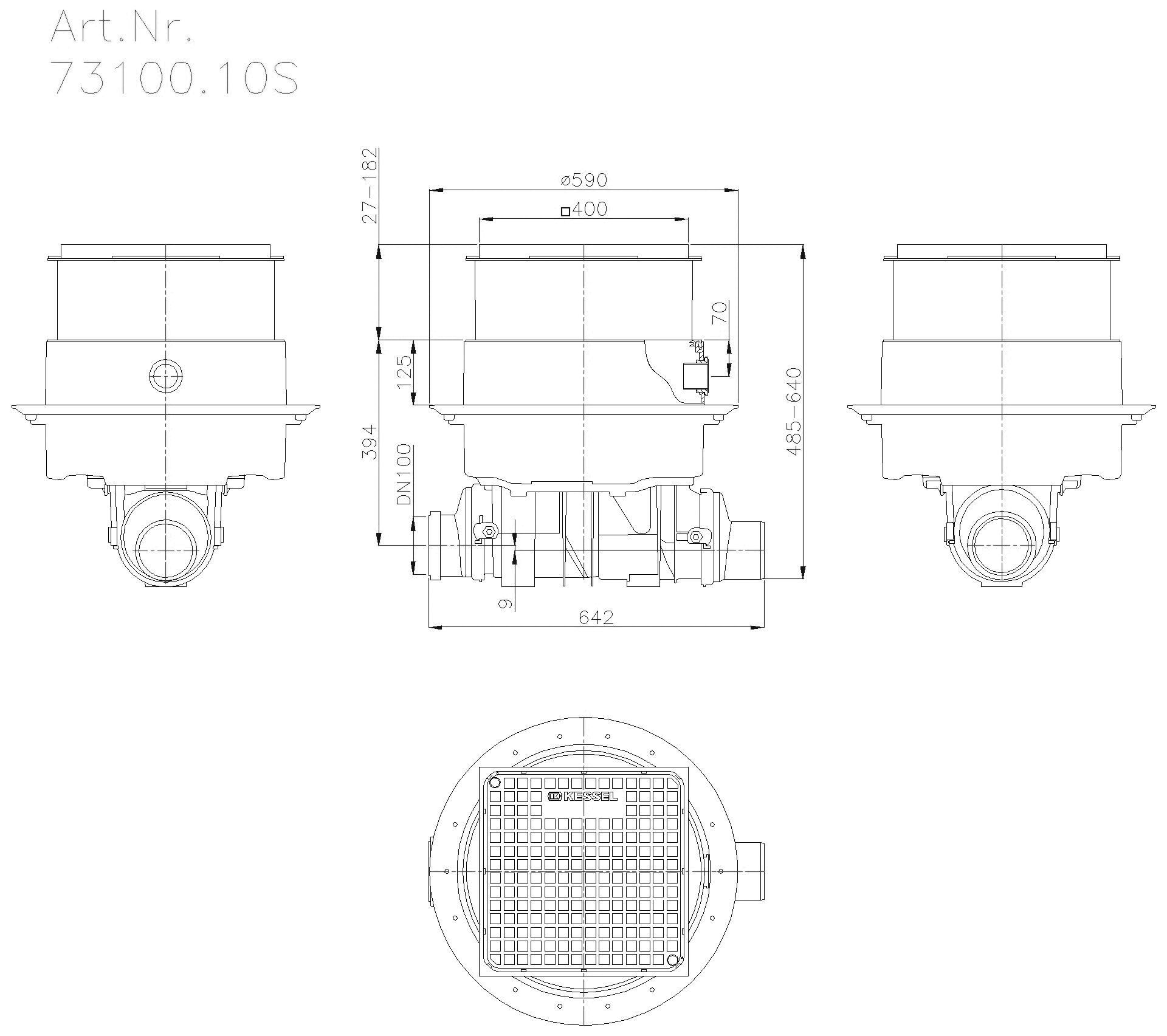 KESSEL Entwässerungstechnik - KESSEL-Rückstauverschluss Staufix SWA DN100, Einbau Bodenplatte, schwarz