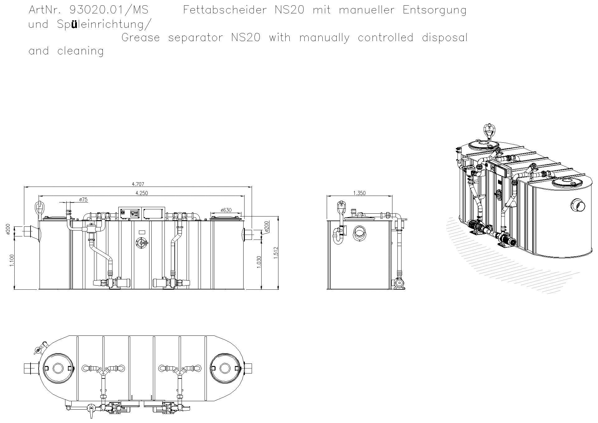 KESSEL Entwässerungstechnik - KESSEL-Fettabscheider EasyClean free NS 20, Mix & Pump