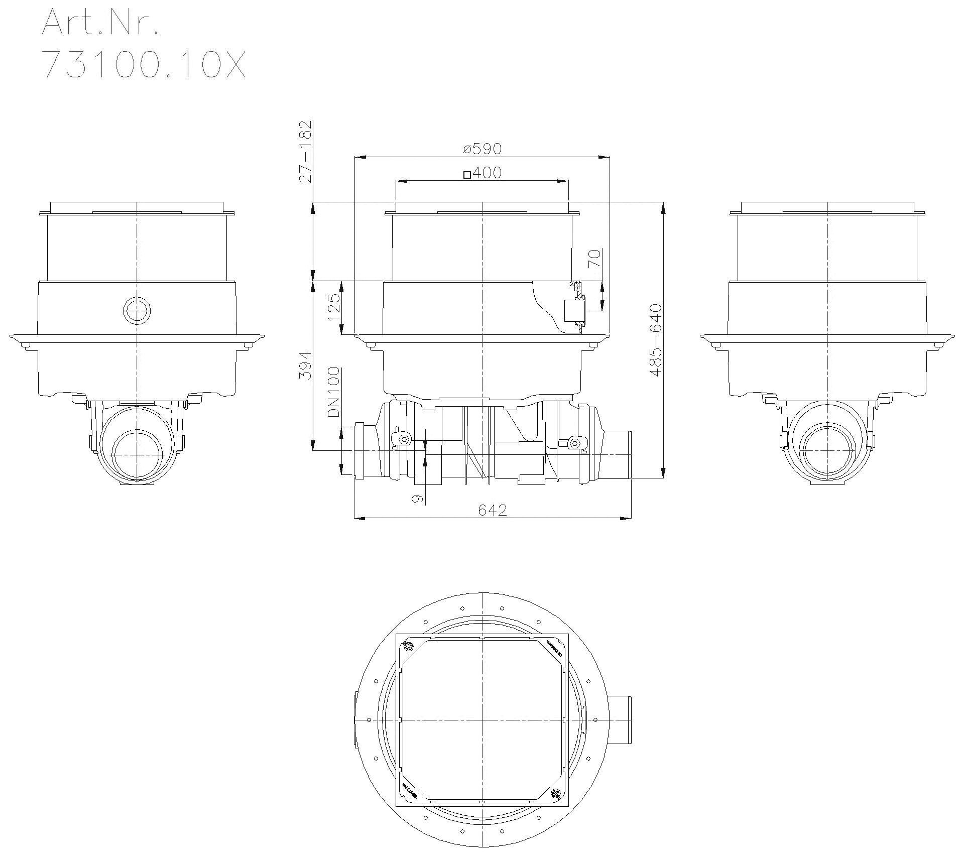 KESSEL-Rückstauverschluss Staufix SWA DN100, Einbau Bodenplatte, befliesbar
