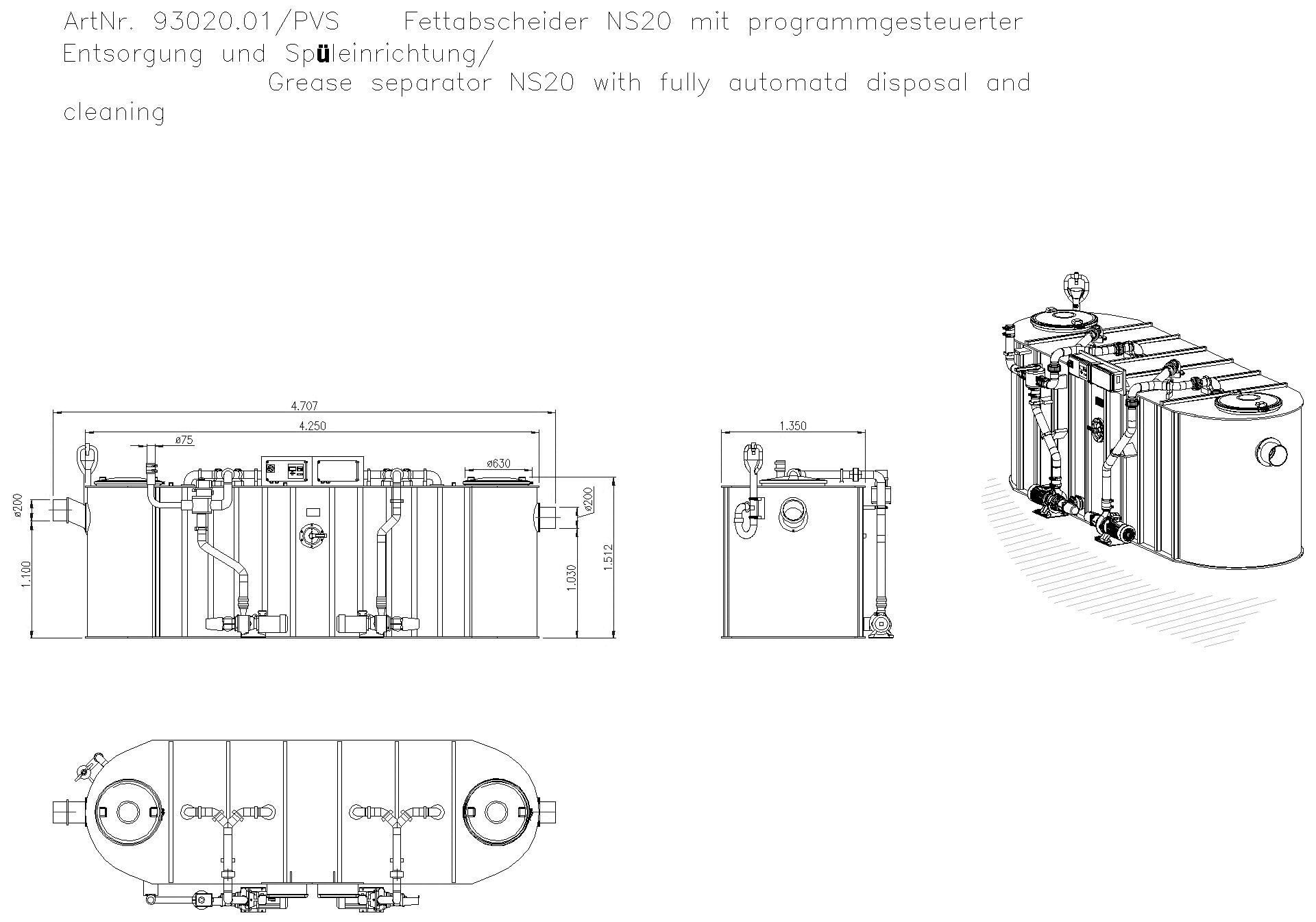 KESSEL-Fettabscheider EasyClean free NS 20, Auto Mix & Pump