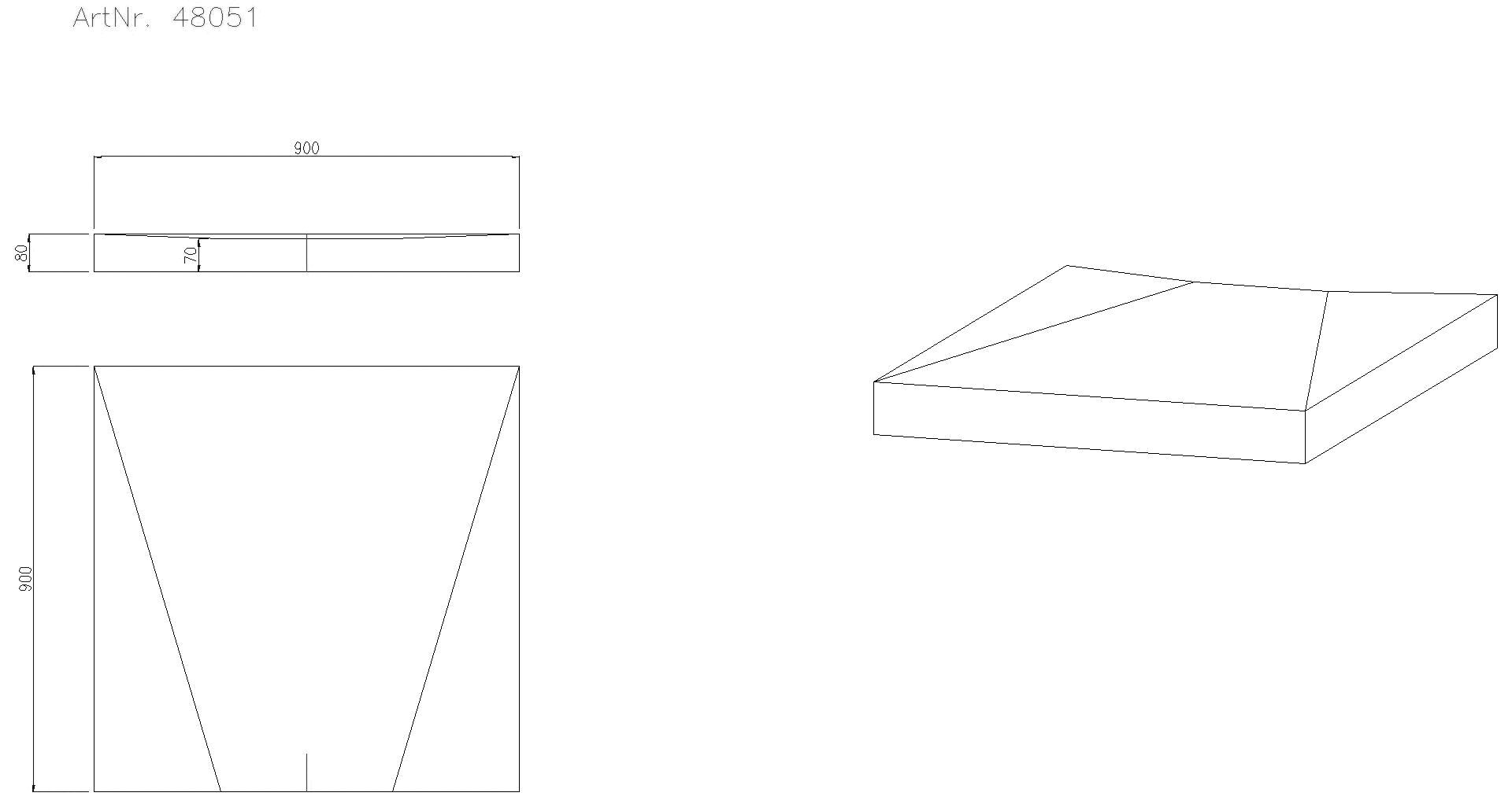 KESSEL-Gefällekeil Wandablauf Scada 900x900 mm