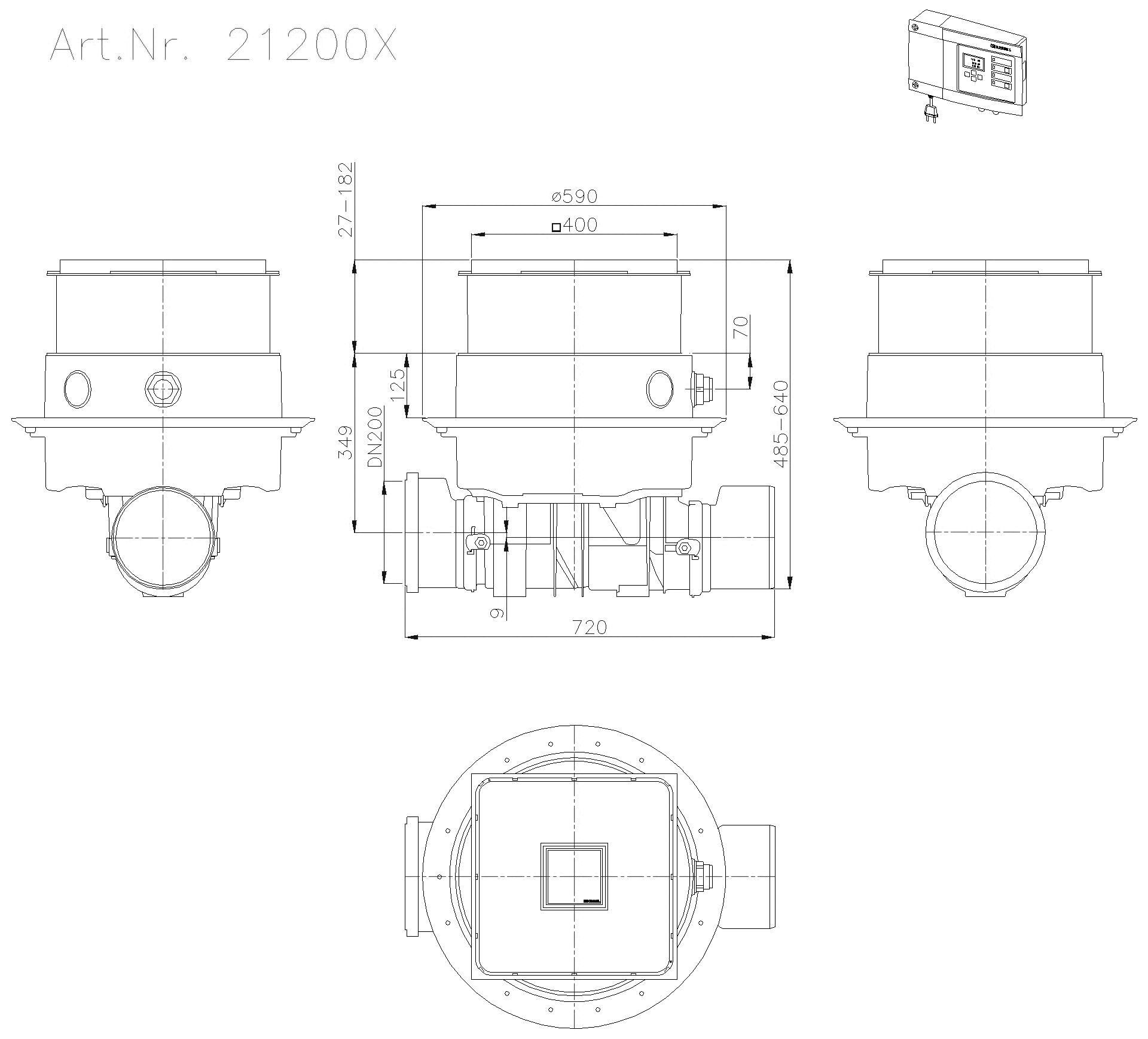 KESSEL-Rückstauhebeanlage Ecolift DN 200, Bodenplatte, befliesbar