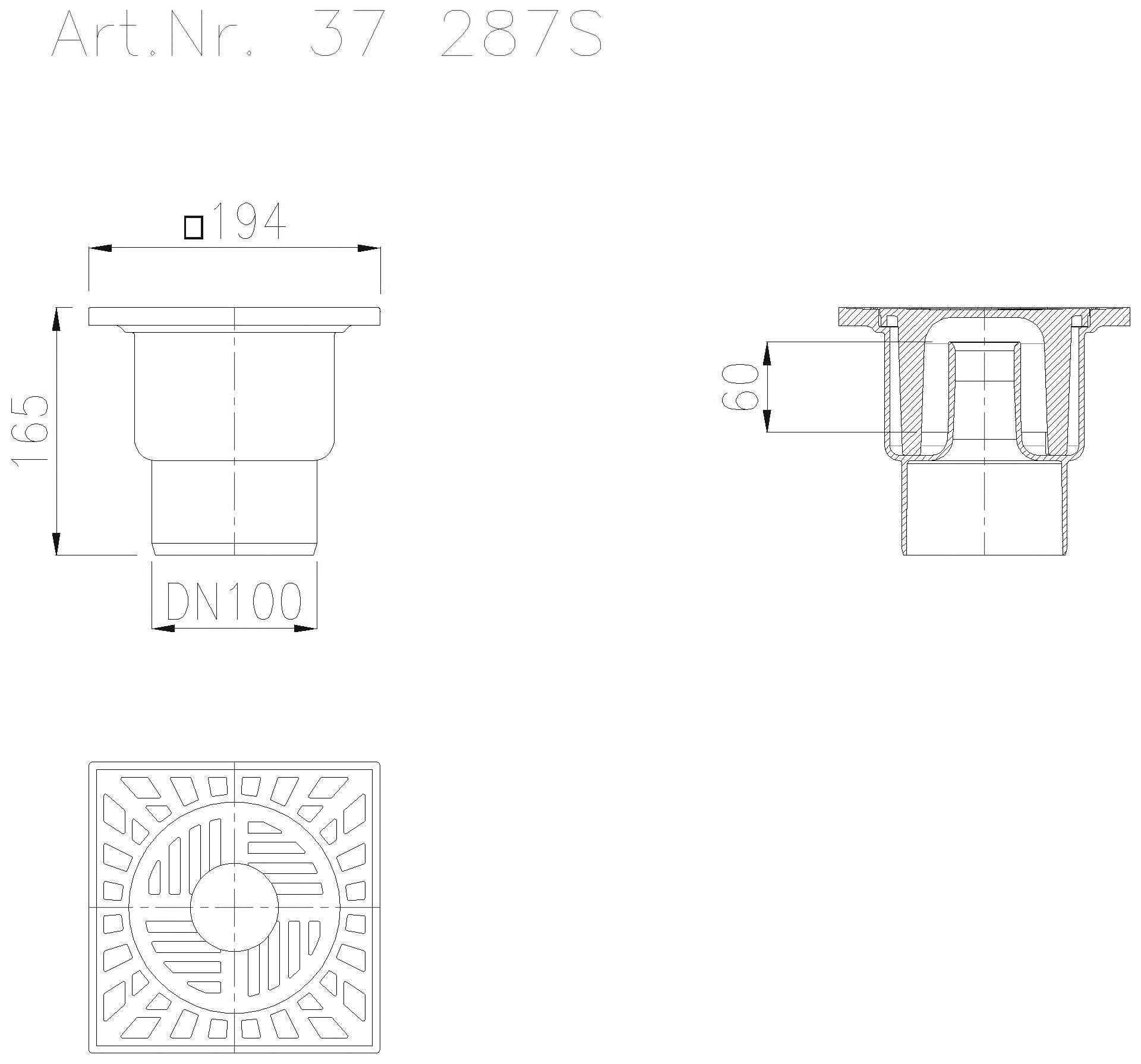 KESSEL-Hofablauf DN 100, Alrondo, senkrecht