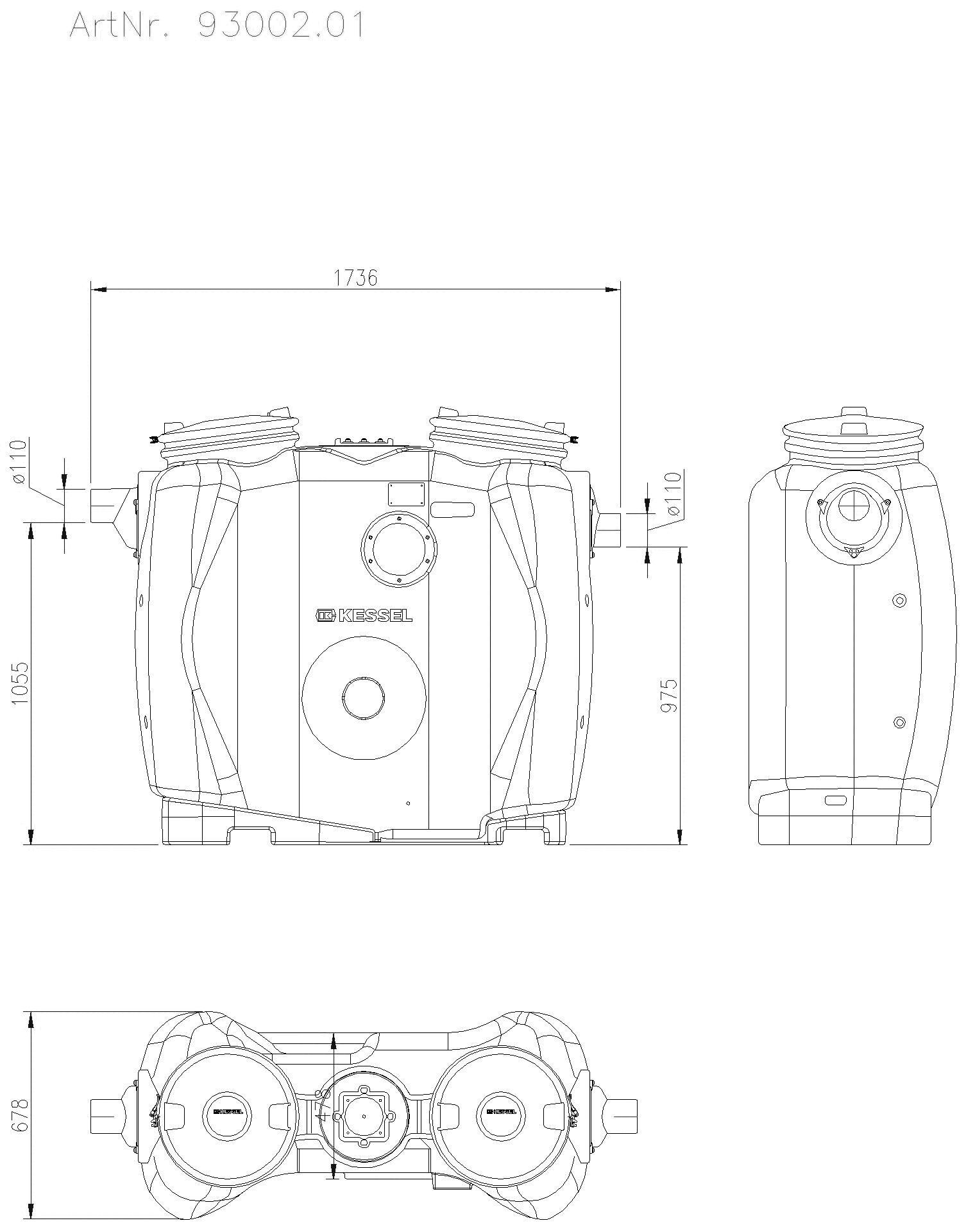 KESSEL-Fettabscheider EasyClean free NS 2, Standard, SonicControl