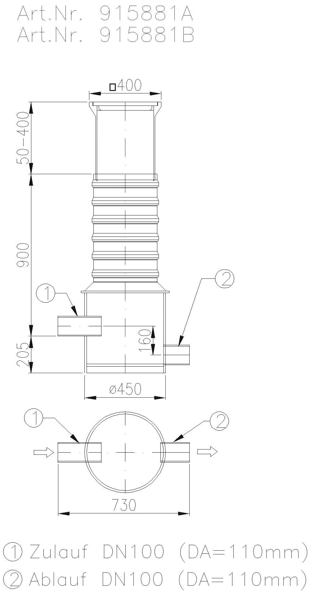 KESSEL-Probenahmeschacht D 450, DN100, Klasse B