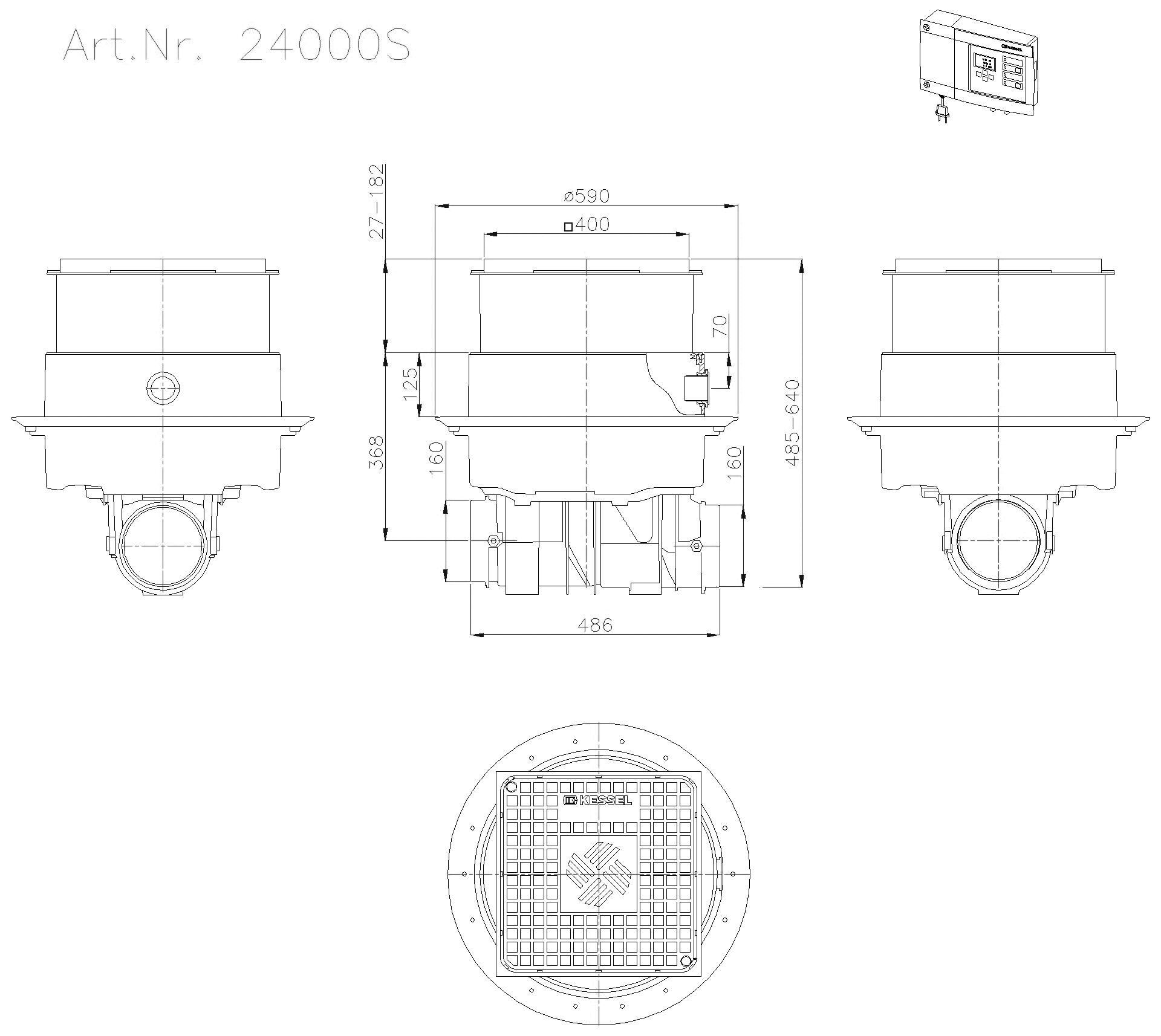 KESSEL-Rückstaupumpanlage Pumpfix F o. Spitzende und Muffe, schwarz