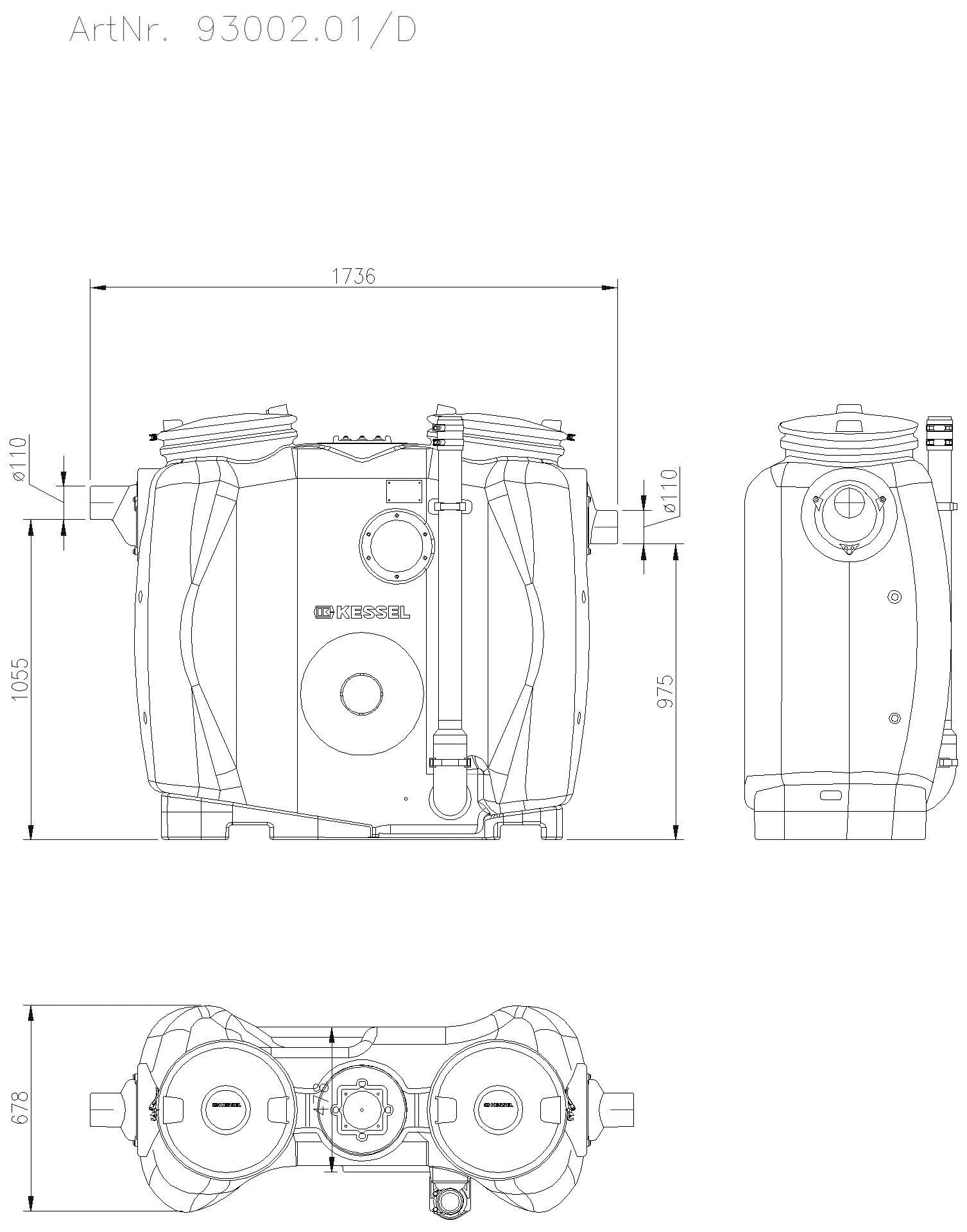 KESSEL-Fettabscheider EasyClean free NS 2, Direct, SonicControl