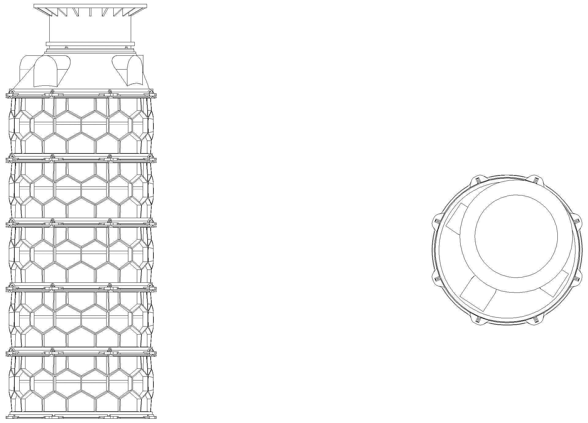 KESSEL-Schachtmodul, H:11,Zugang 600, Kl. B, ET 2880-3129mm