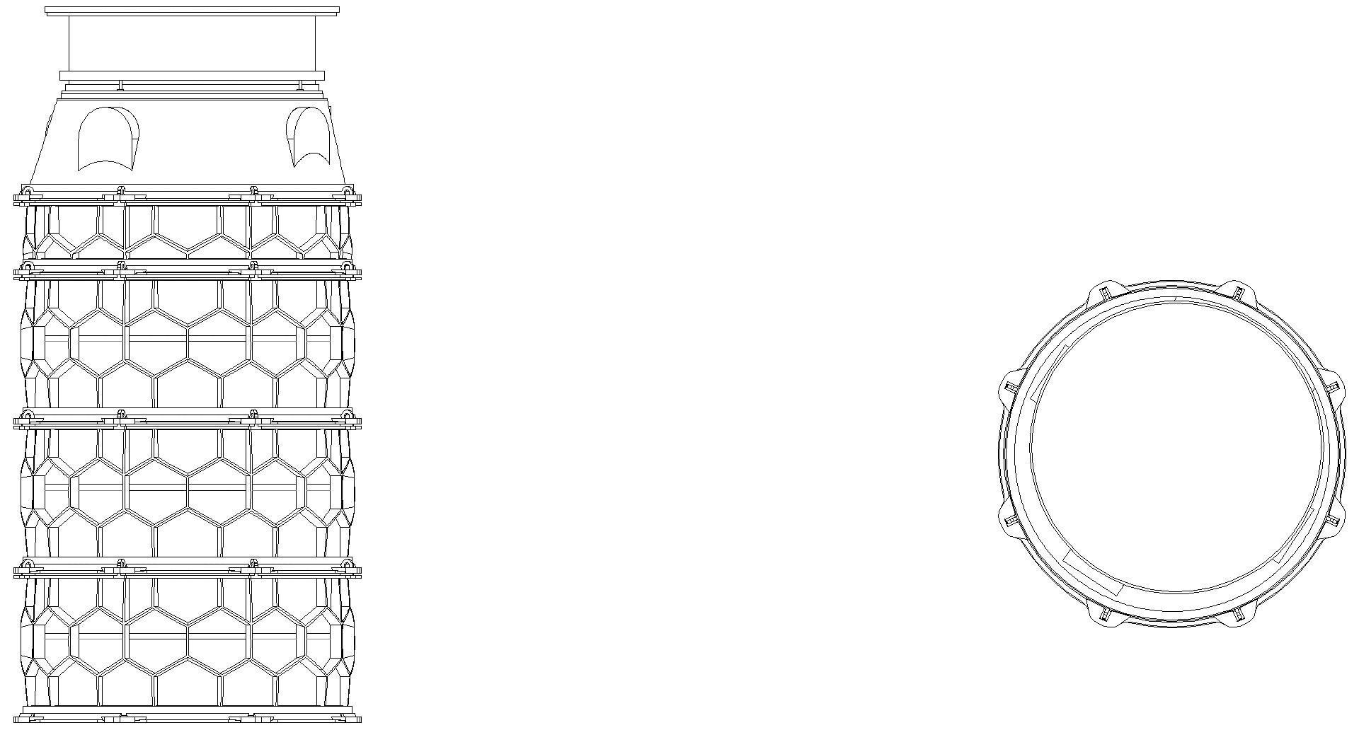 KESSEL-Schachtmodul, H:08 Zugang 800, Kl. K3, rund, ET 2125-2374mm