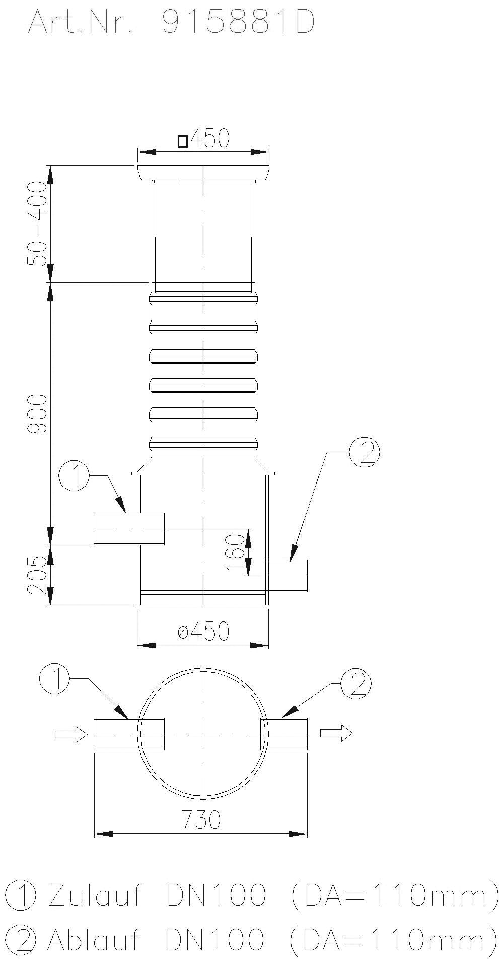 KESSEL-Probenahmeschacht d: 450 mm, DN 100, Klasse D
