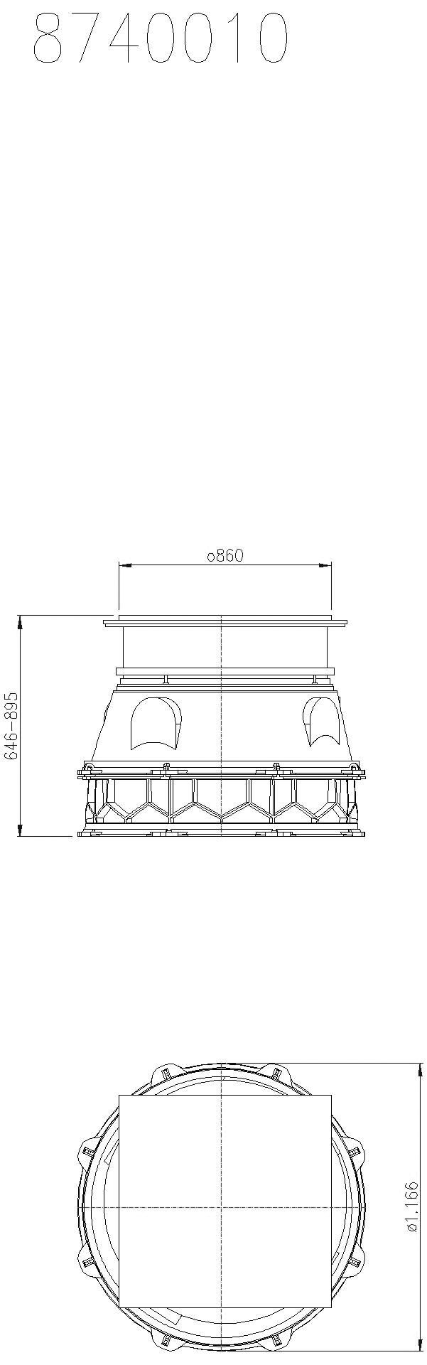 KESSEL-Schachtmodul, H:02,Zugang 800, Kl. A/L 15, ET 646-895mm