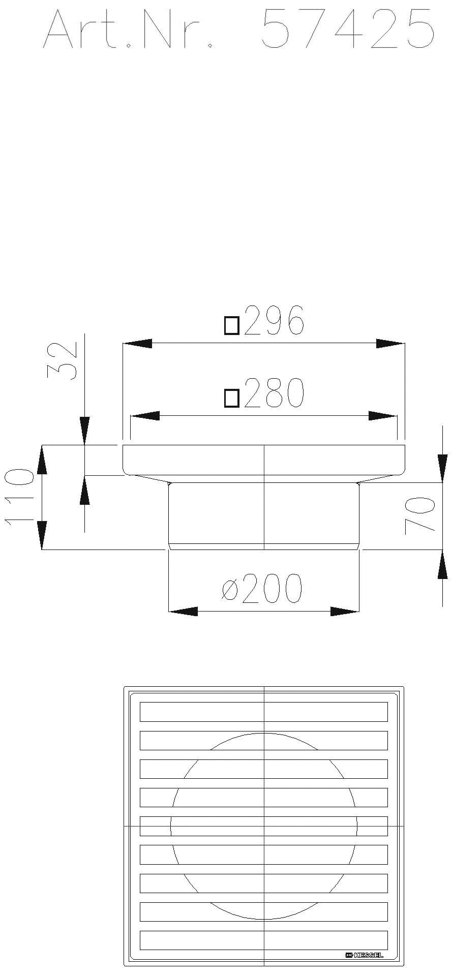 KESSEL-Aufsatzstück mit Stegrost, Edst. 1.4301