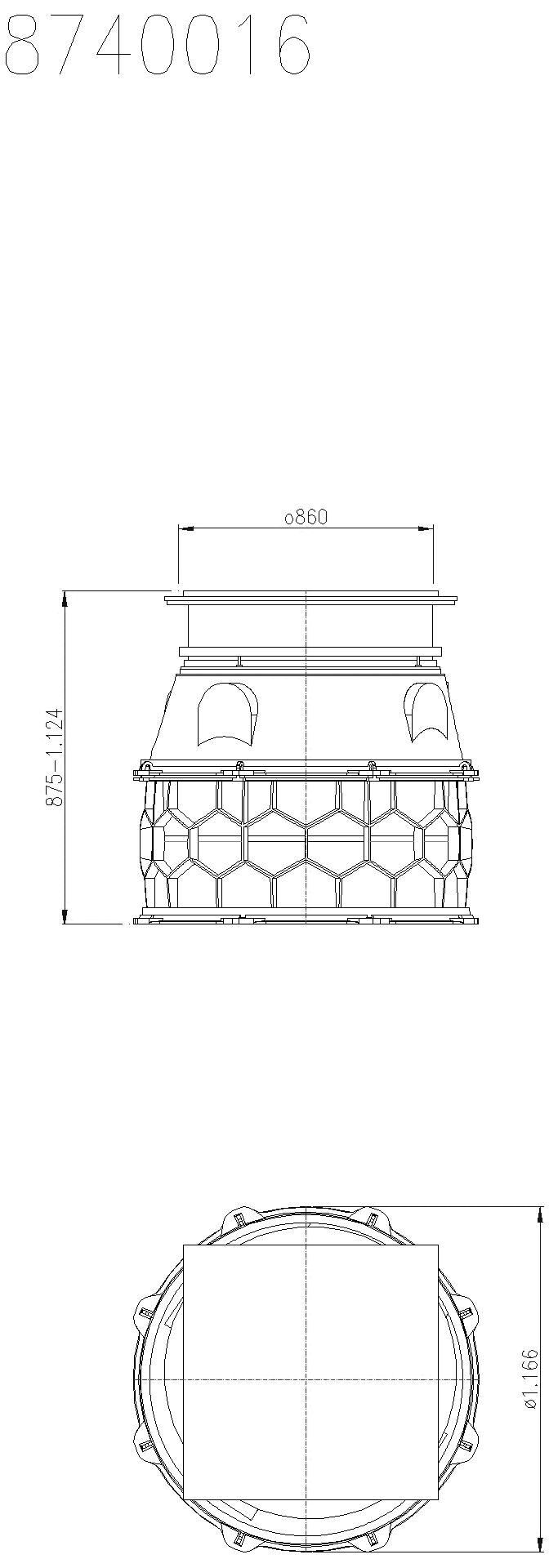 KESSEL-Schachtmodul, H:03,Zugang 800, Kl. A/L 15, ET 896-1145mm