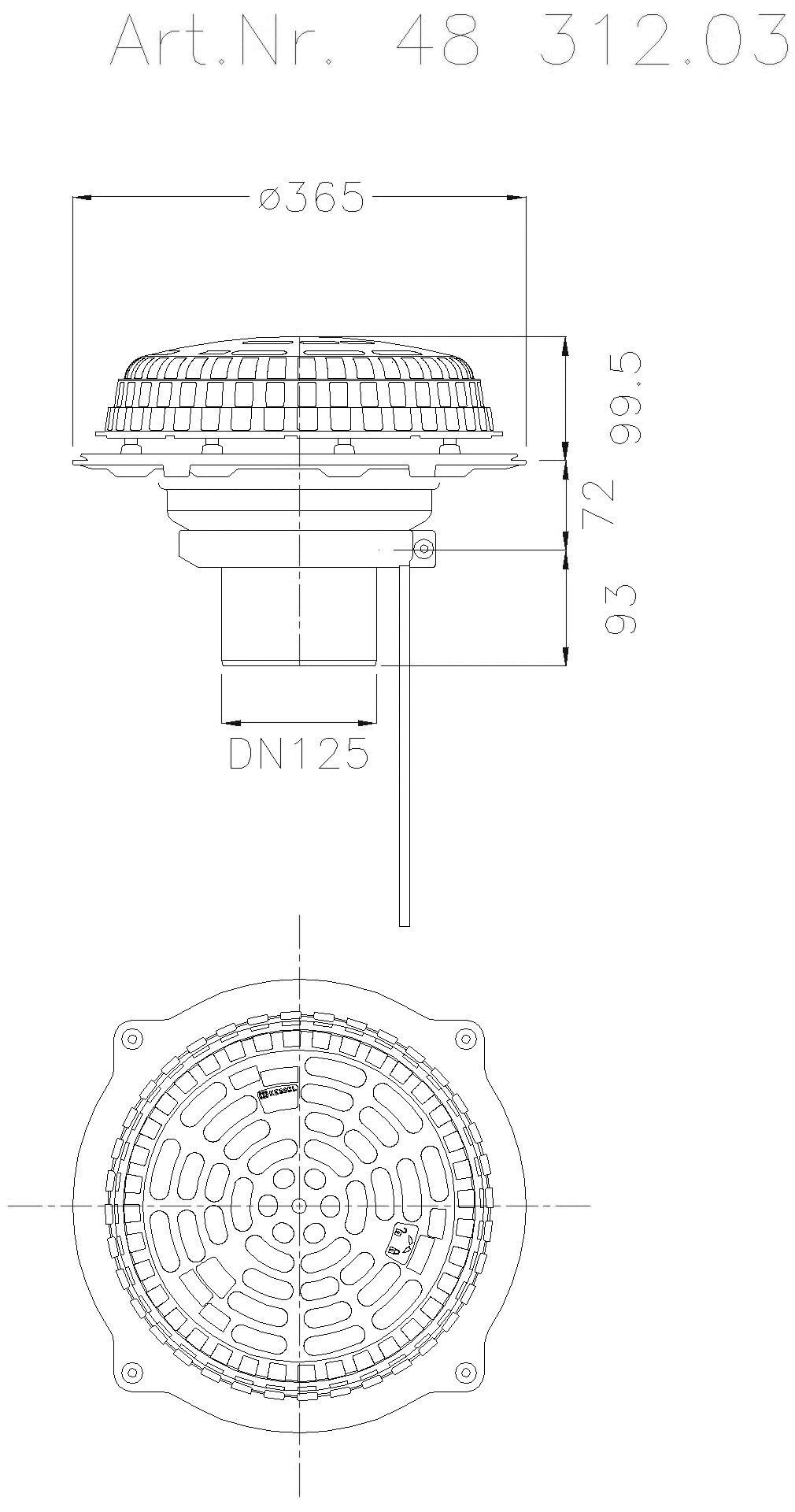 KESSEL-Flachdachablauf Pressfl., DN 125, mit Heizung