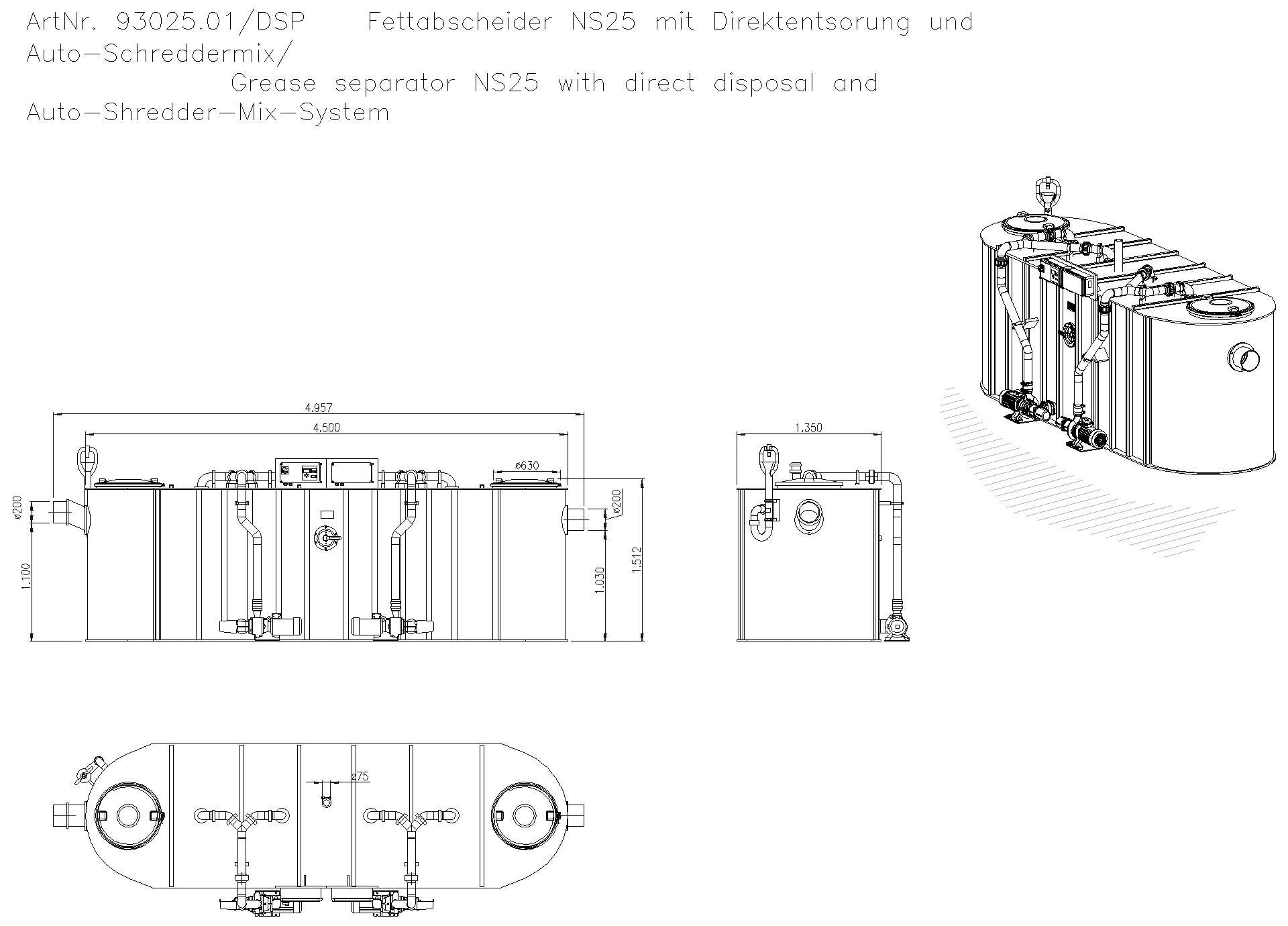 KESSEL-Fettabscheider EasyClean free NS 25, Auto Mix