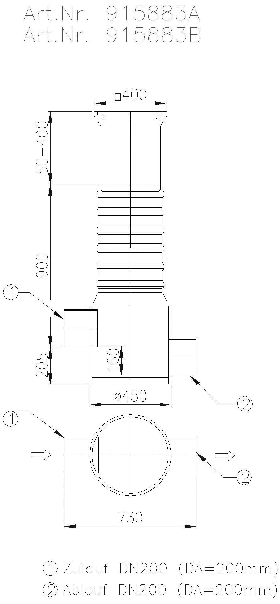 KESSEL-Probenahmeschacht DN200, Klasse B