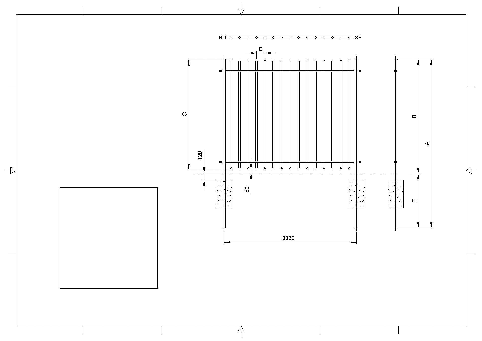 Frontgitter Athos - Technische Zeichnung