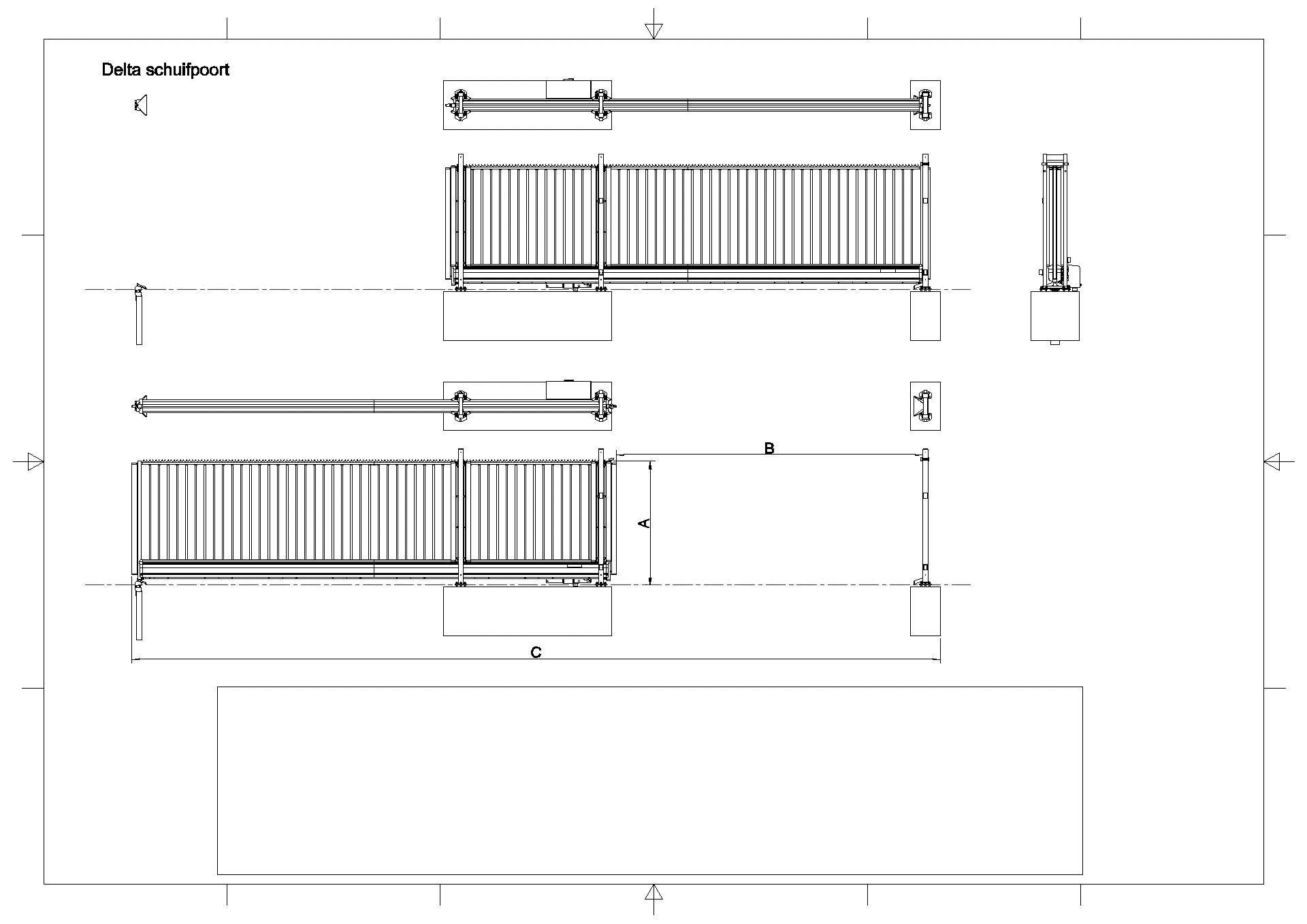 Heras - Schiebetor Delta -Technische Zeichnung