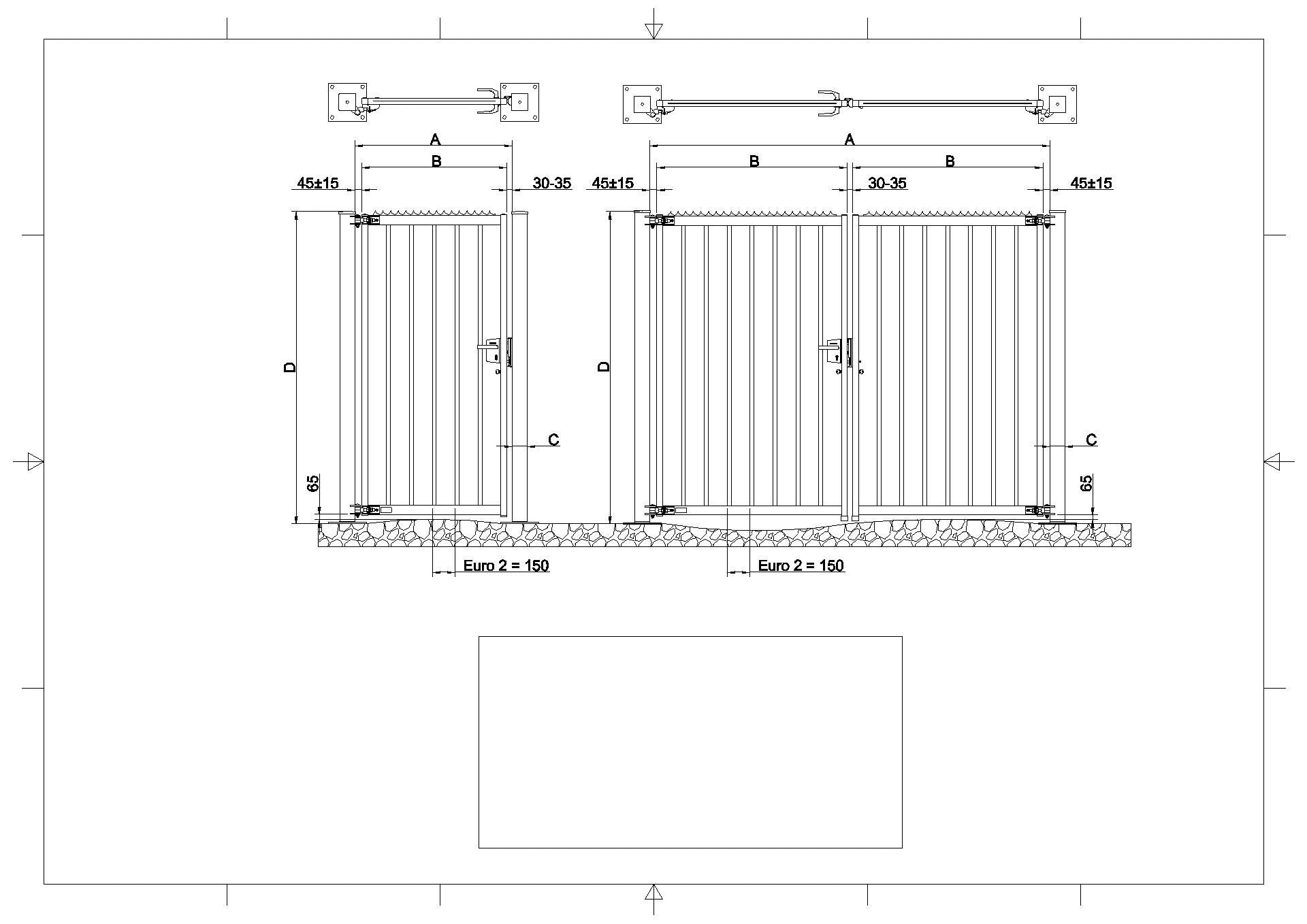 Drehflügeltor Euro 2-Technische Zeichnung