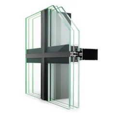 Detailansicht eines modernen Fensterrahmens aus Aluminium und Verbundglas