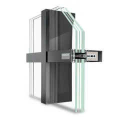 Fassadenelement mit integrierten Glasflächen und Aluminiumrahmen für moderne Gebäude