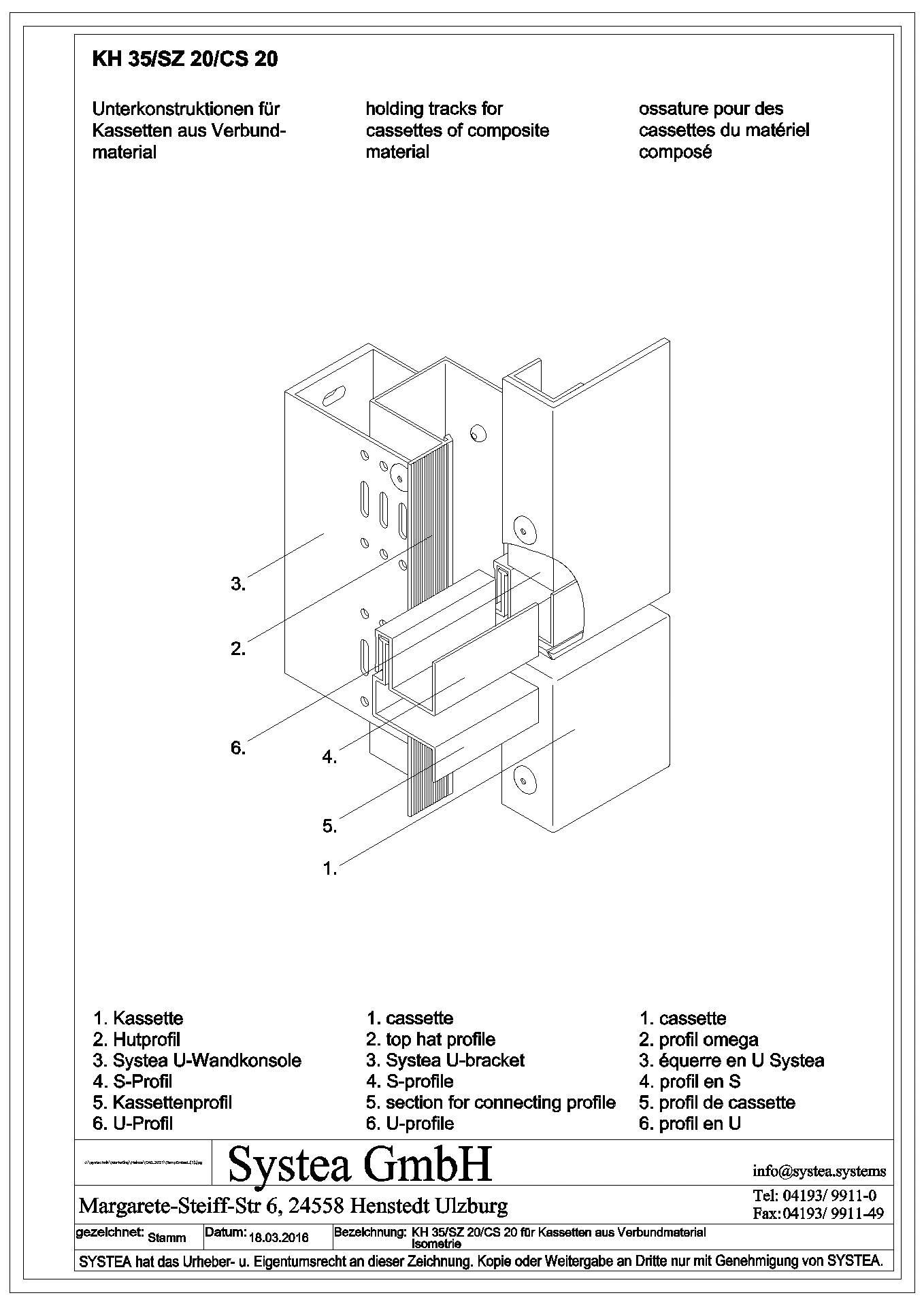 16_KH35 / SZ20 / CS20 für Kassetten aus Verbundmaterial