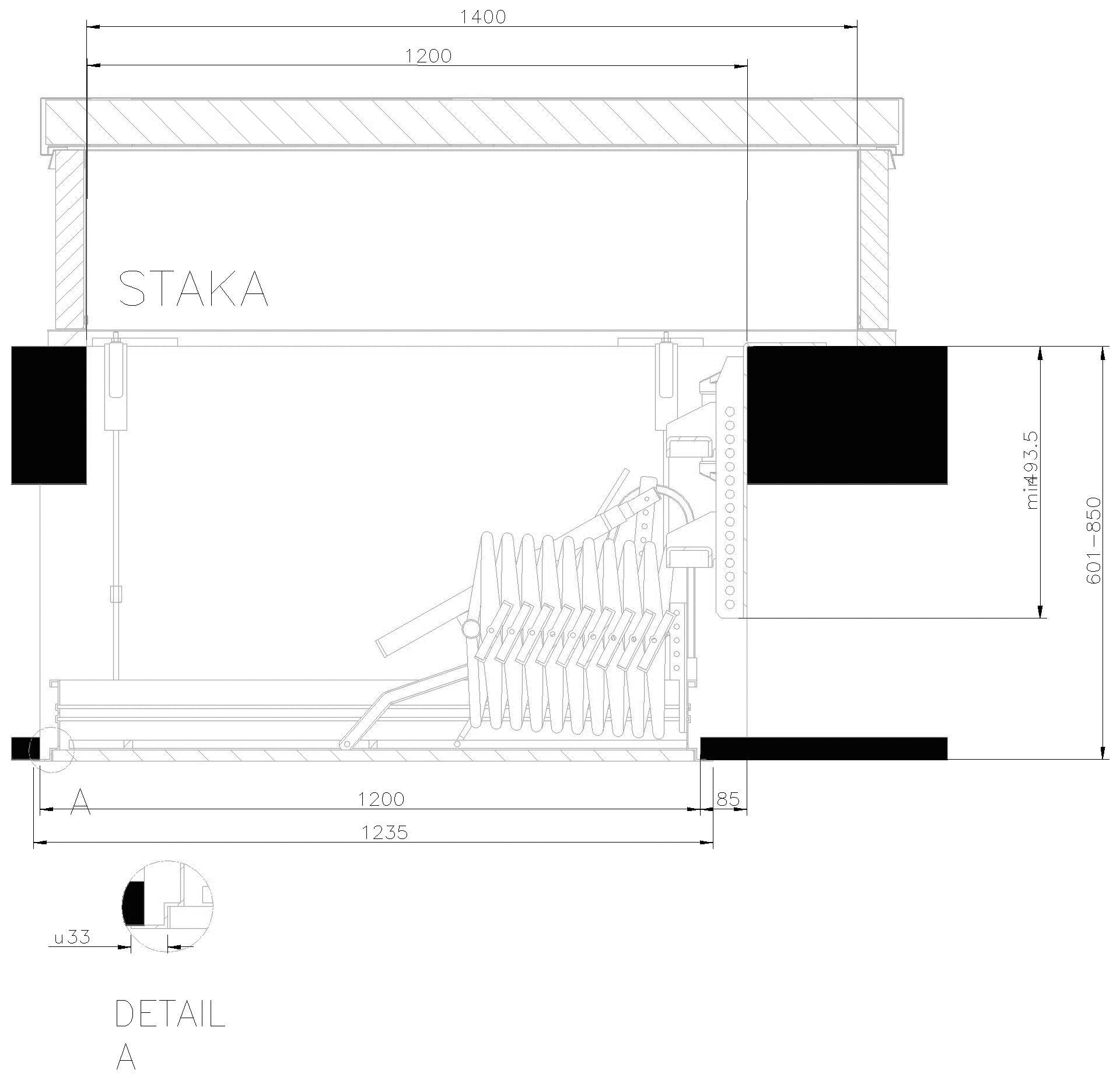 Staka - Flachdachausstieg DL147 mit Scherentreppe und Deckenhohlraumüberbrückung (2 Stufen)